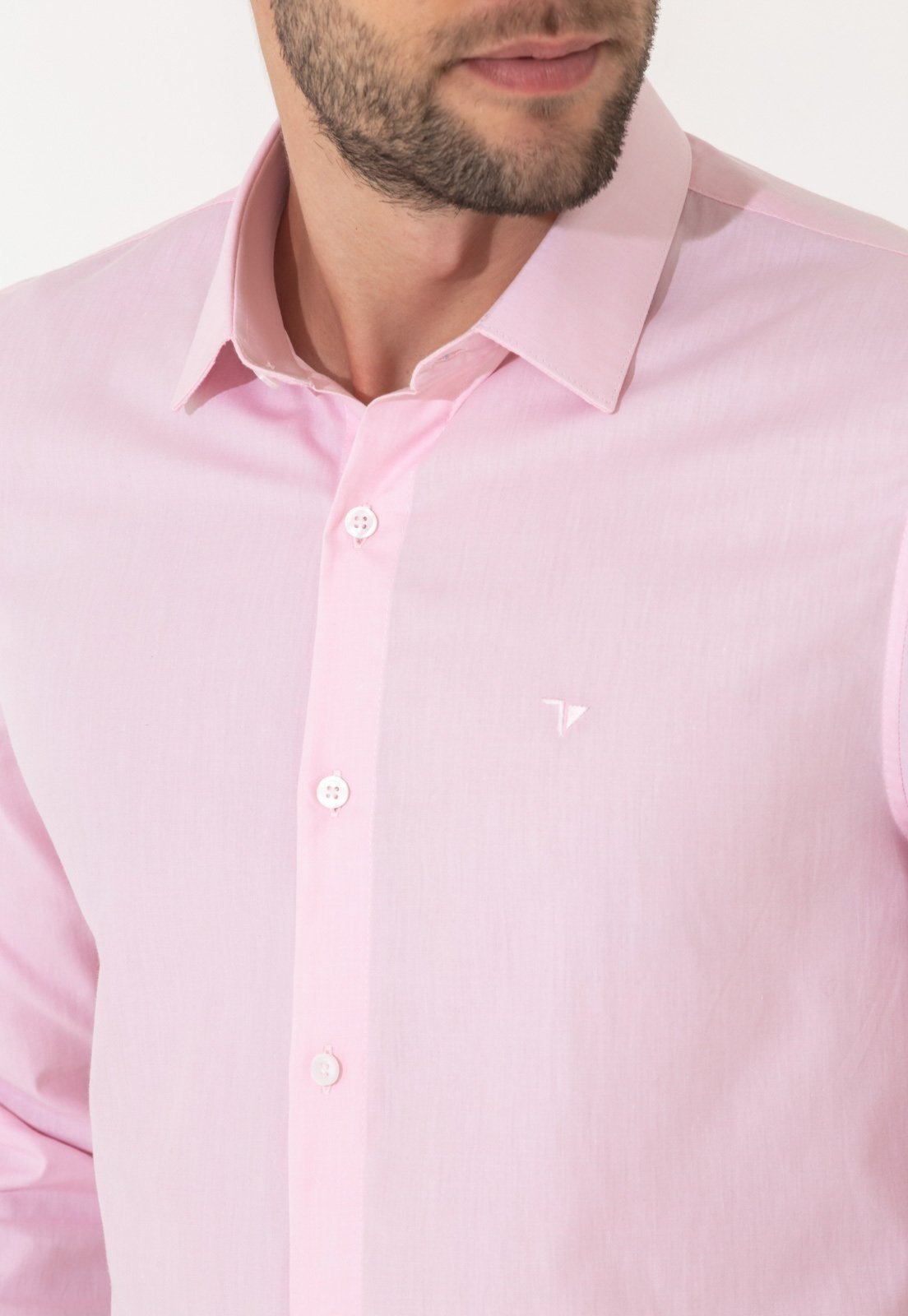 Camisa Traymon Slim Manga Longa Rosa Claro