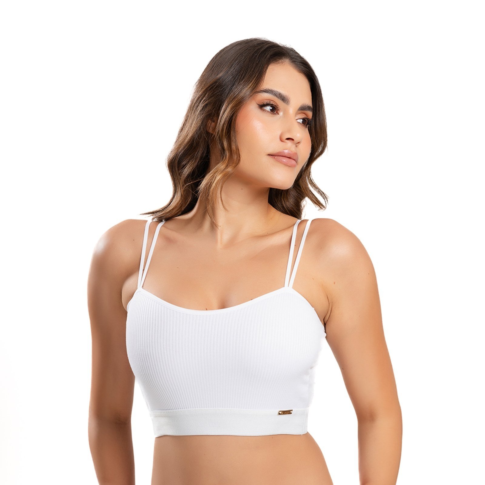 Sutiã IMI Lingerie Cropped Top Algodão Conforto Marina Branco