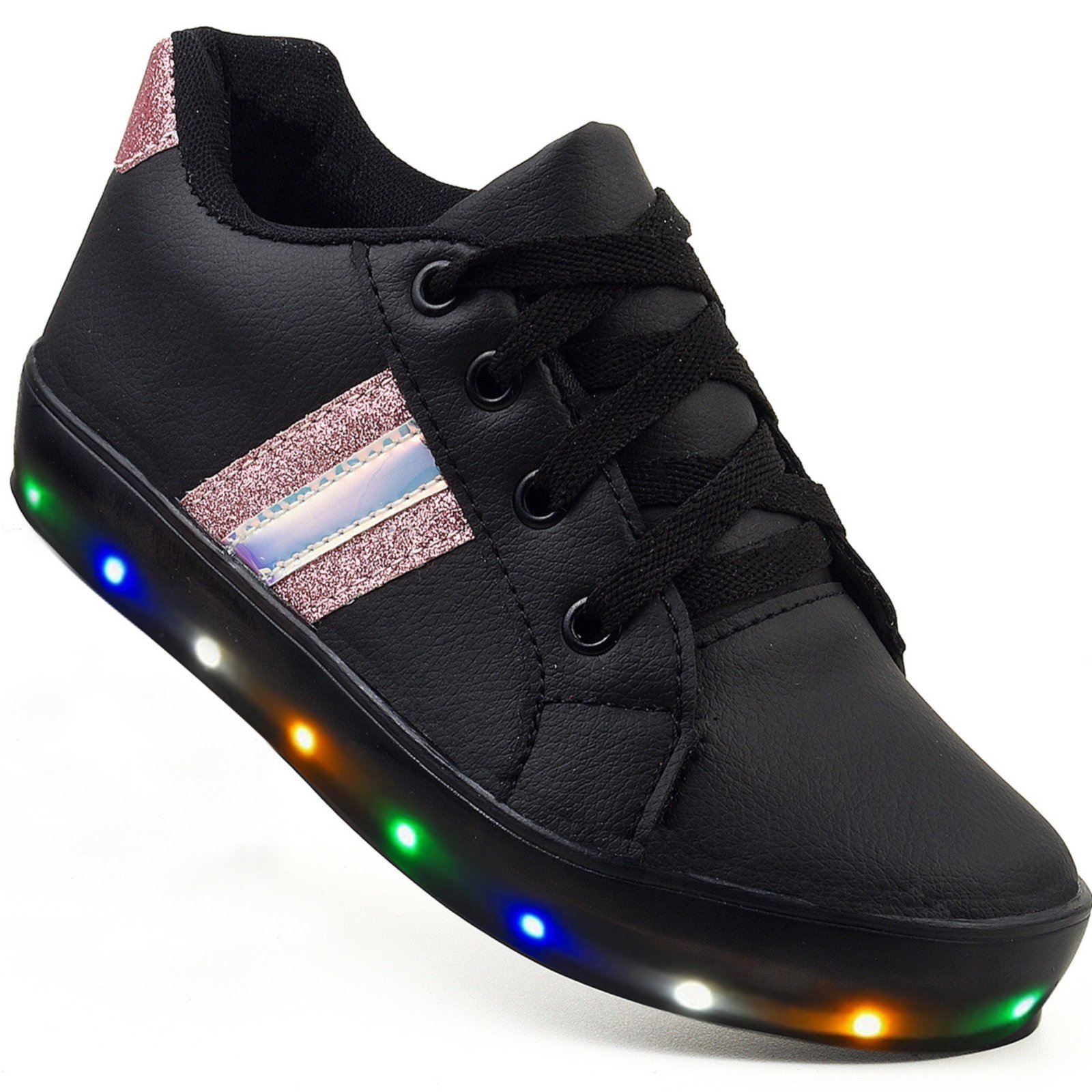 Infantil – Tenis Feminino de Led Glitter Moda Bloguerinha Meninas