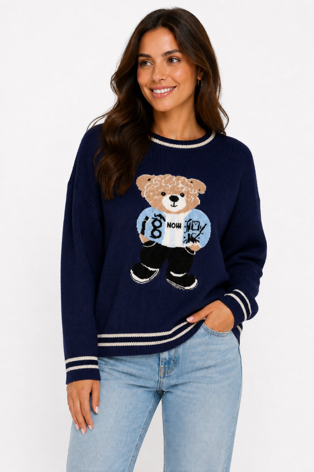 Blusa Tricôt D Bell Outlet Fashion Urso Azul Marinho
