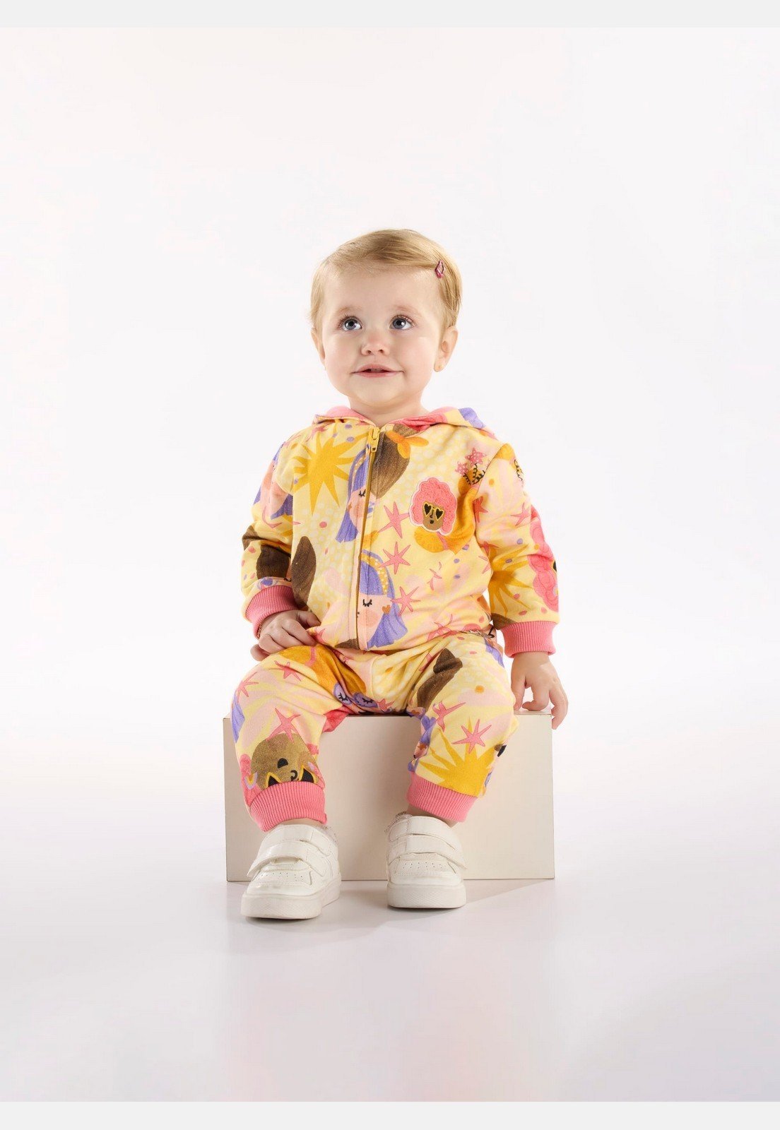 Infantil - Conjunto Estrela para Menina com Jaqueta e Calça Três e Já Amarelo