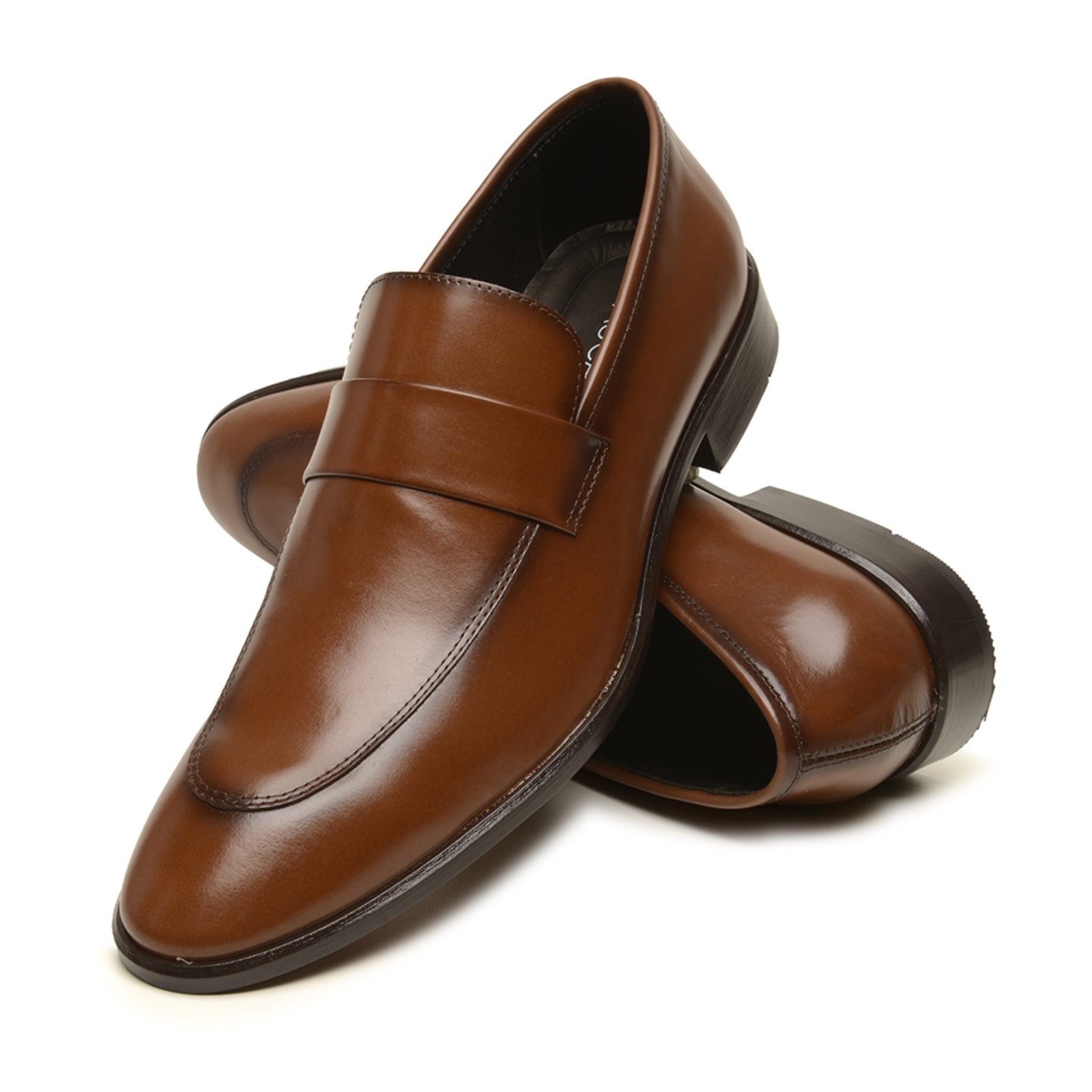 Sapato Masculino Couro A. Andrade Social Casual Mocassim Sola De Couro Conforto Marrom