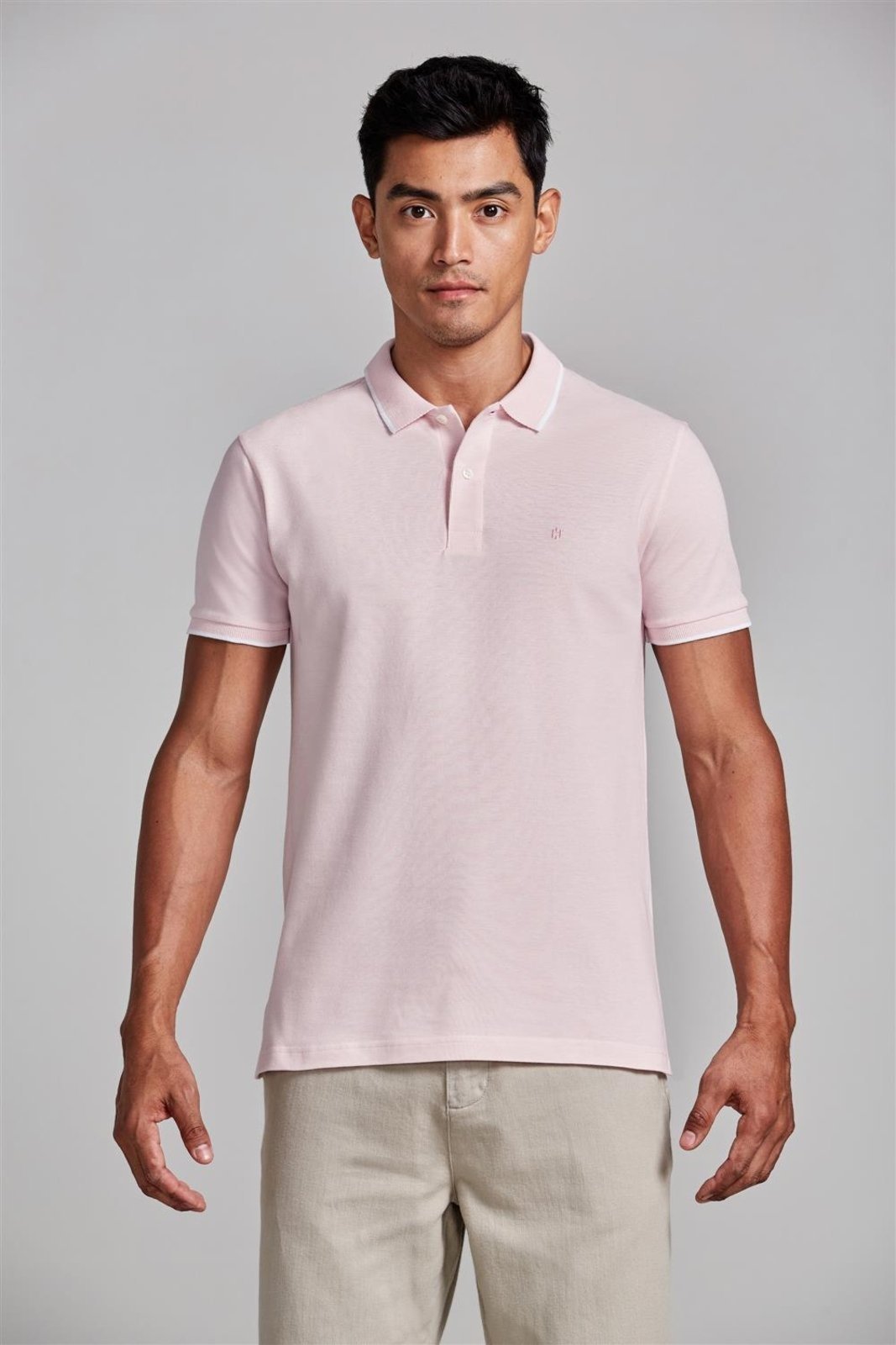 HIGHSTIL Camisa Polo Piquet Slim Fit - Rosa Claro