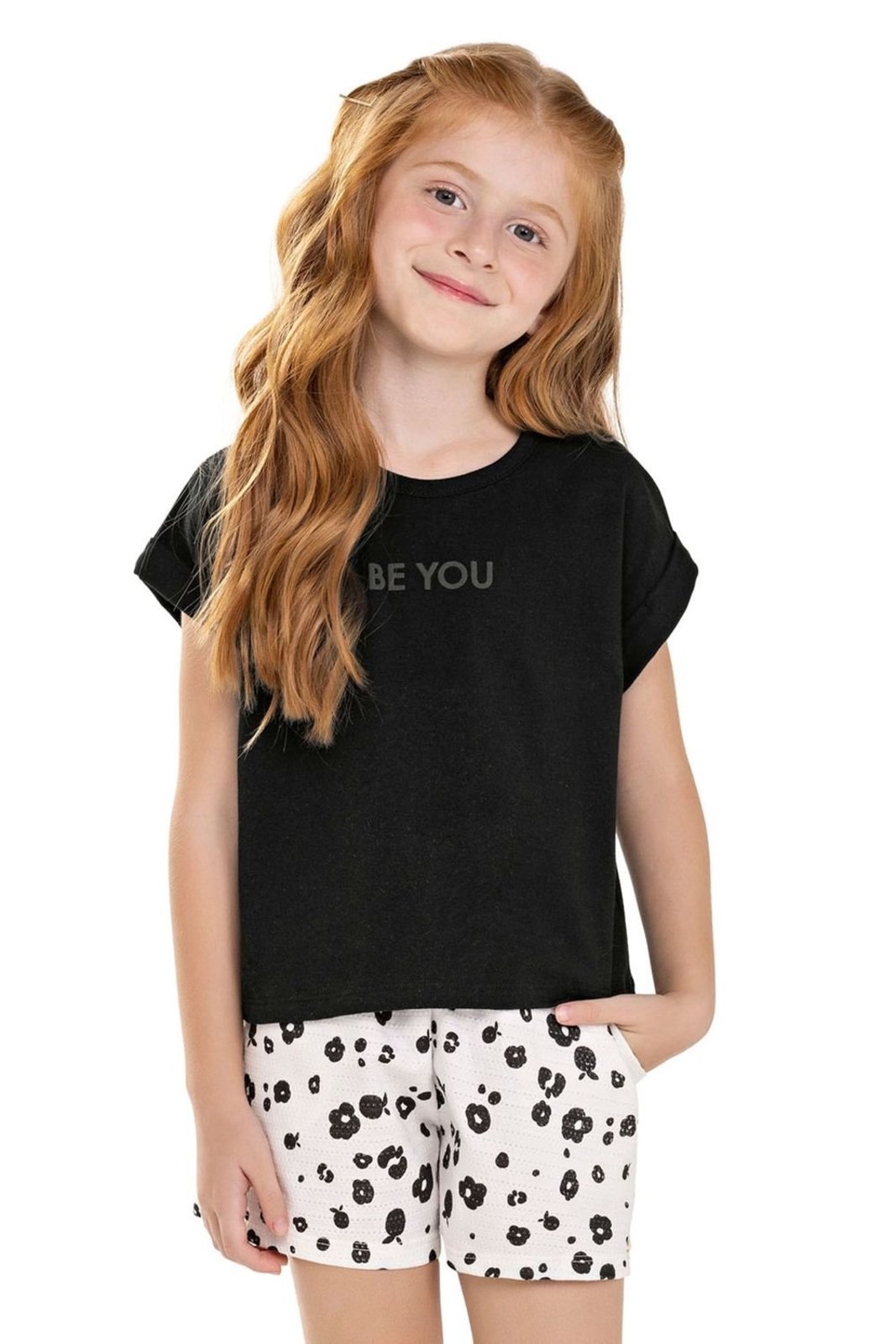 Infantil - Conjunto Menina Floral Print Colorittá Preto