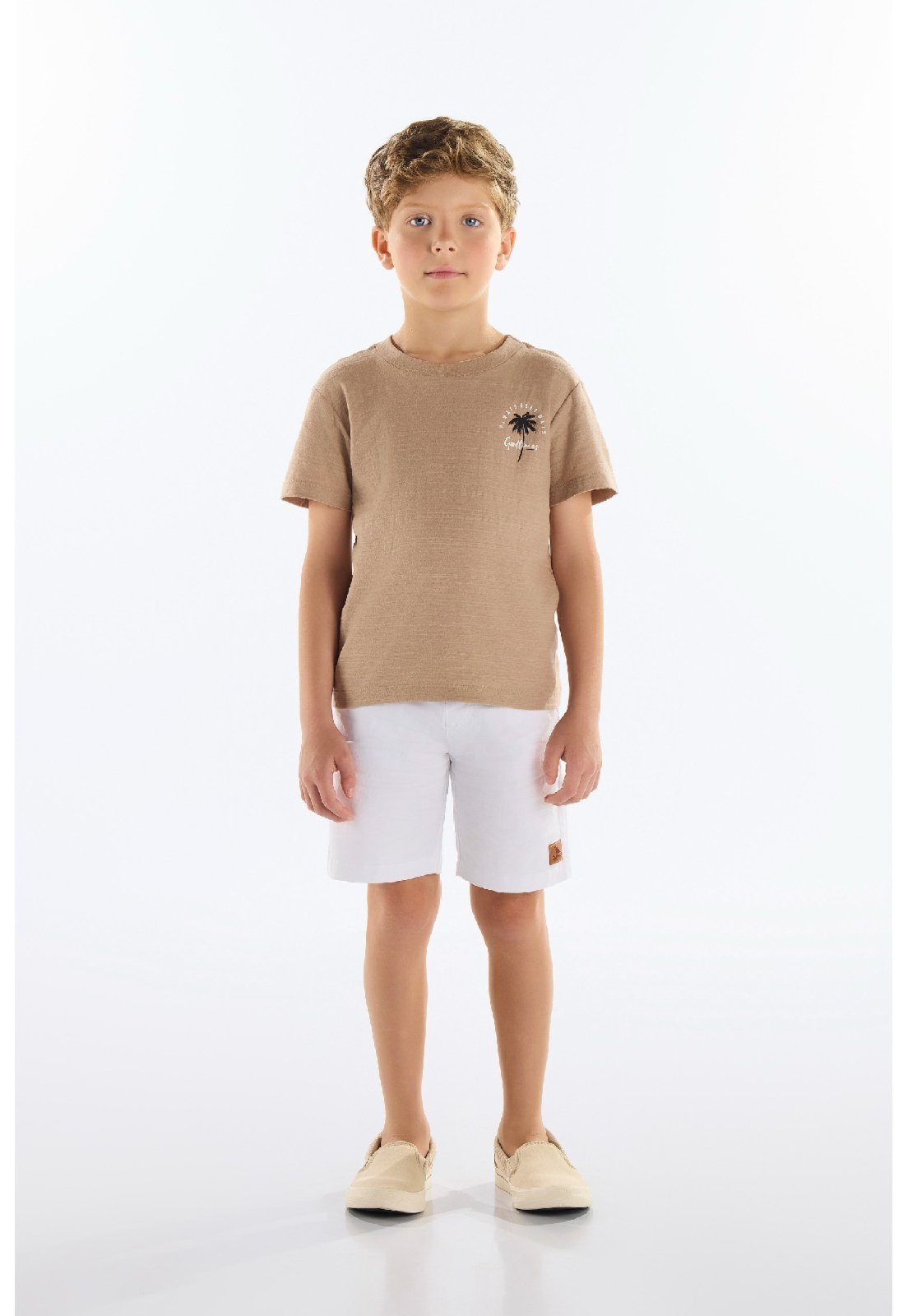 Infantil – Camiseta em Meia Malha Flamê Quimby Marrom