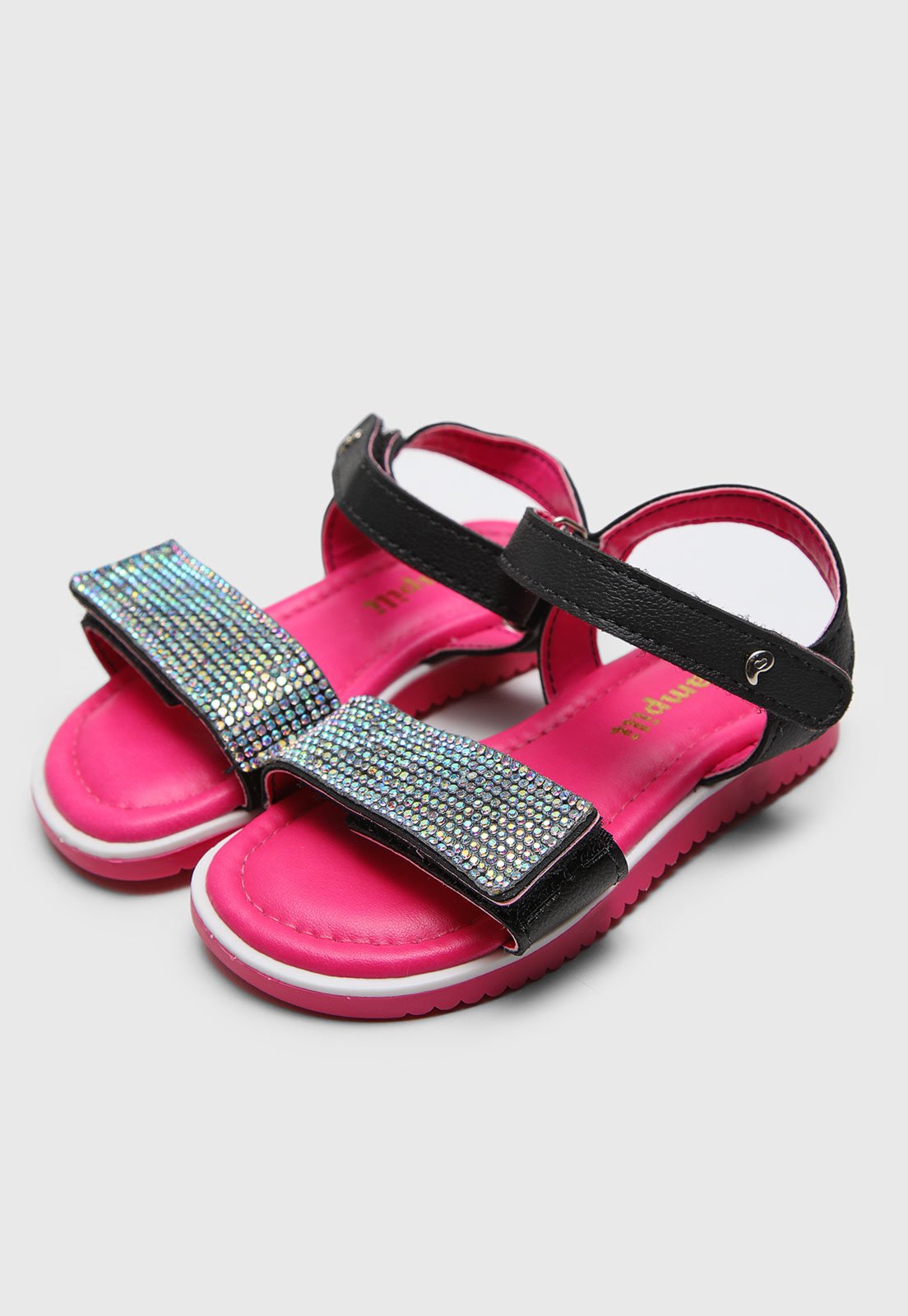 Infantil – Sandália Pampili Hotfix Preta e Rosa