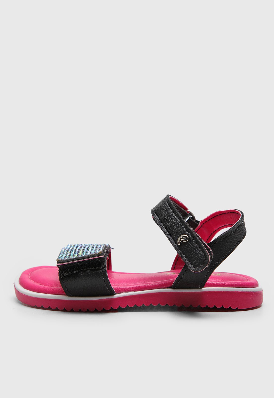 Vista 3 Infantil - Sandália Pampili Hotfix Preta e Rosa preto rosa Pampili preto rosa