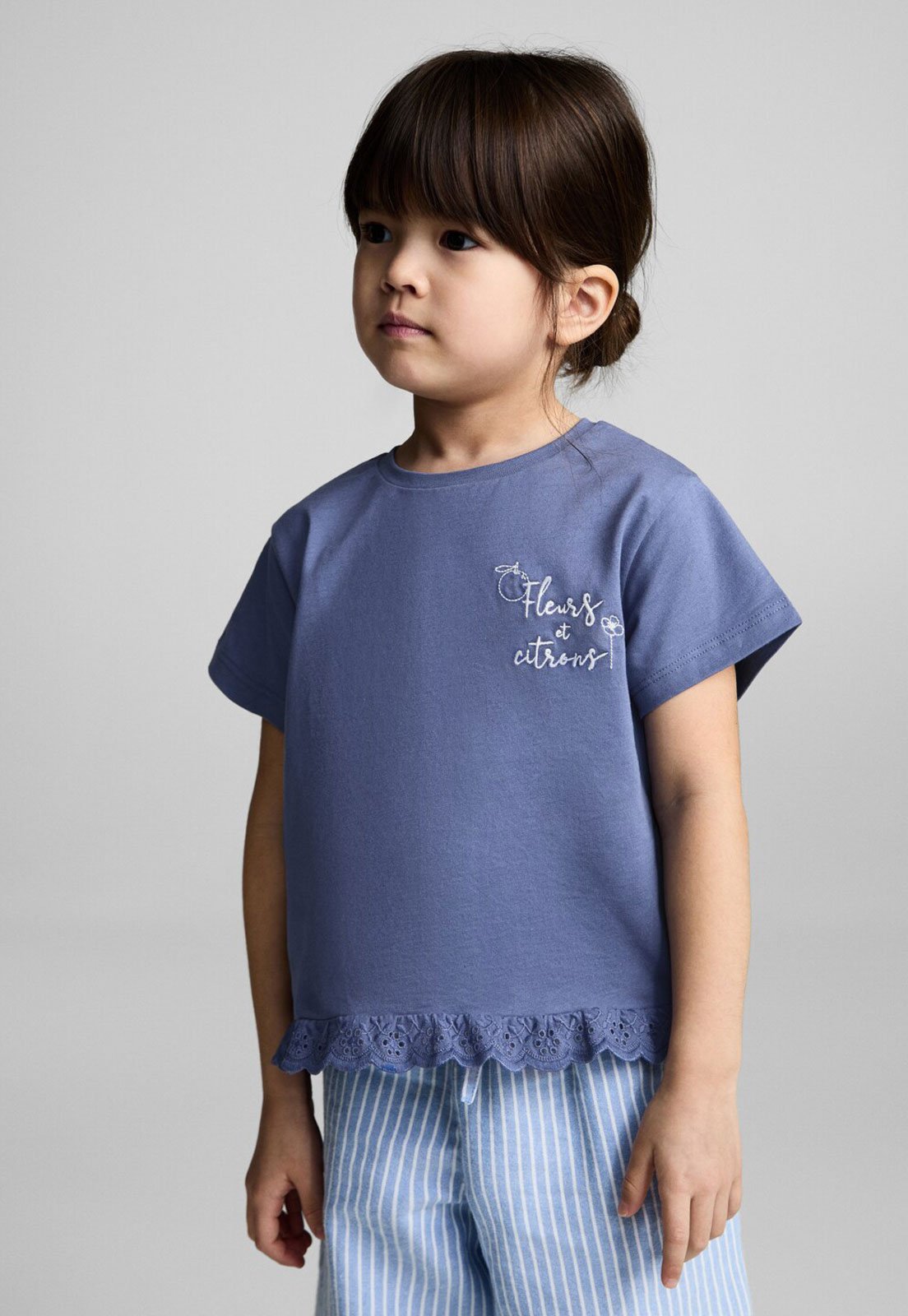 Camiseta Mango Renda Azul
