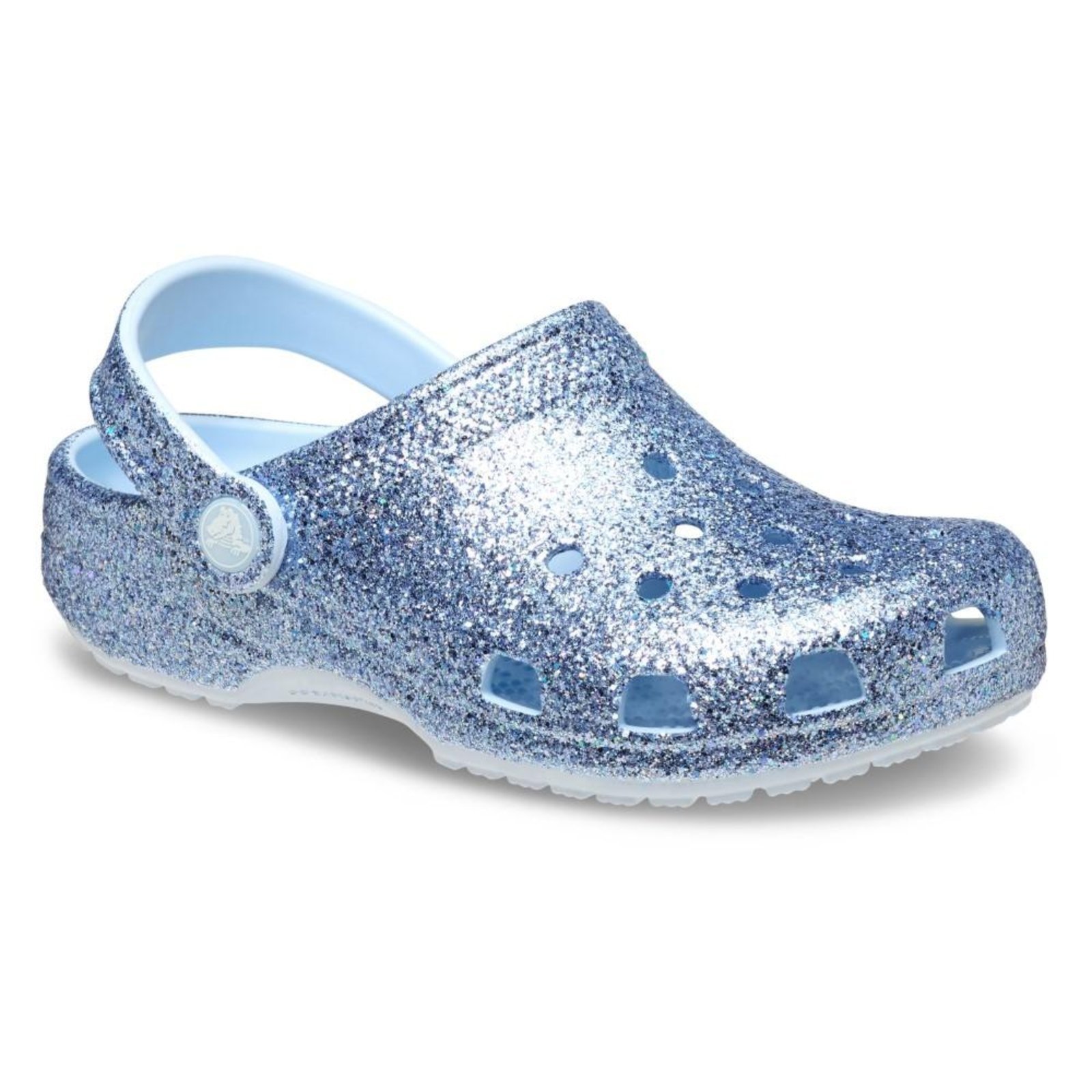 Vista 3 Infantil - Sandália Crocs Classic Chunky Glitter Clog T Blue Frost Azul azul blue Crocs azul blue