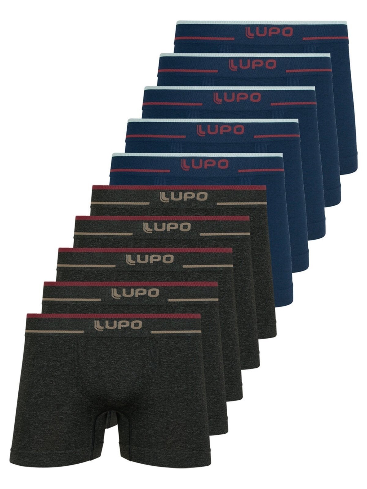 Kit com 10 Cuecas Boxer Lupo 733-004 Colorido Azul Marinho
