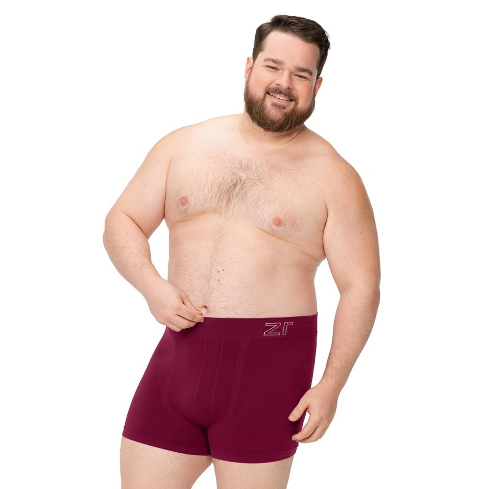 Cueca Boxer Plus Size sem Costura Lisa Vermelho
