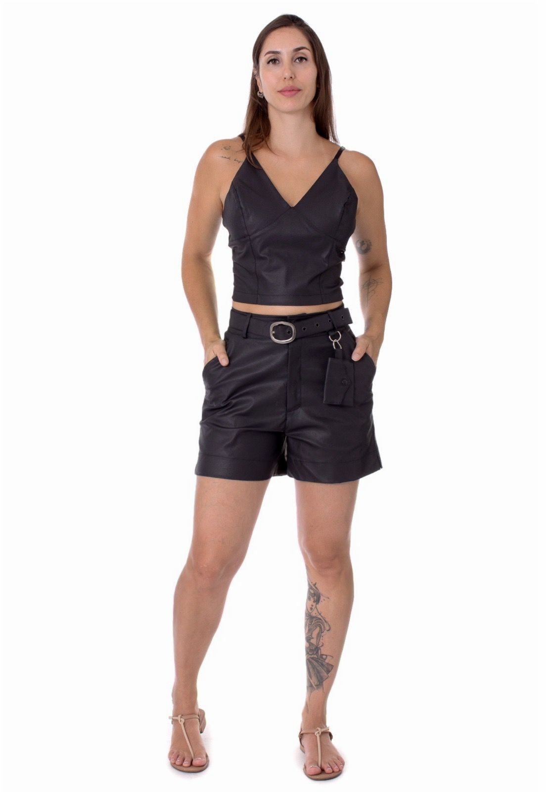 Shorts Feminino Operarock Sarja Resinada Preto