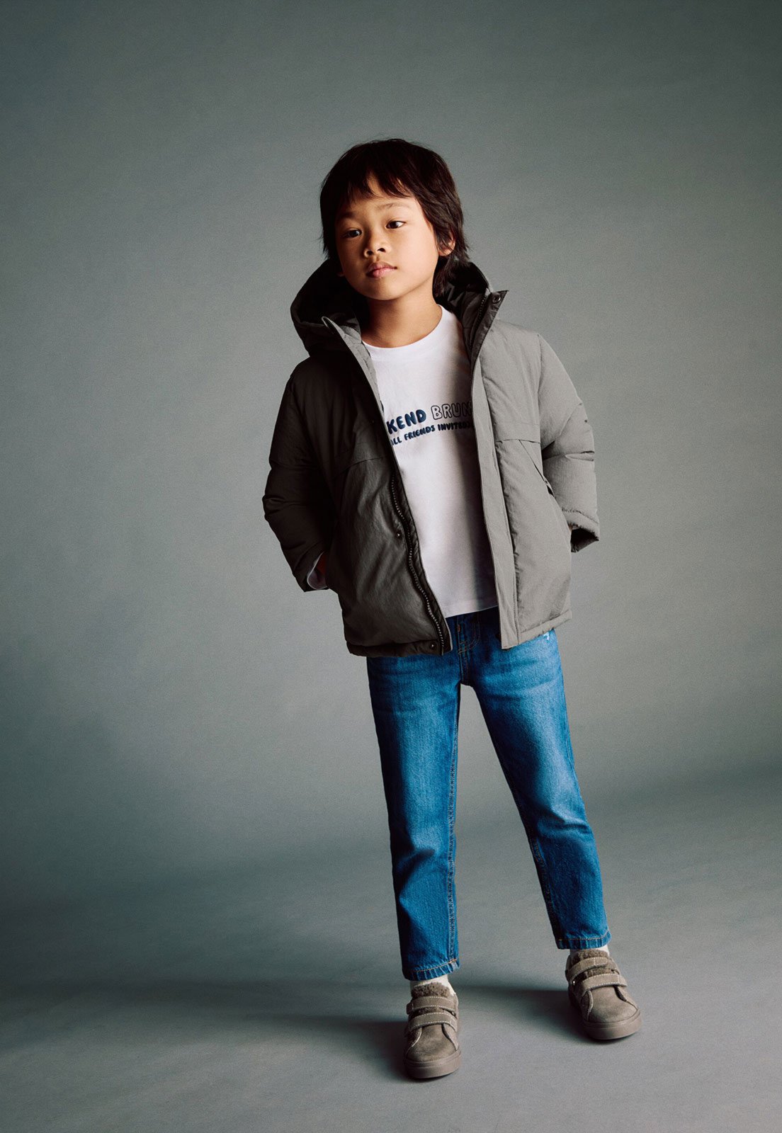 Infantil - Jaqueta MANGO Capuz Cinza