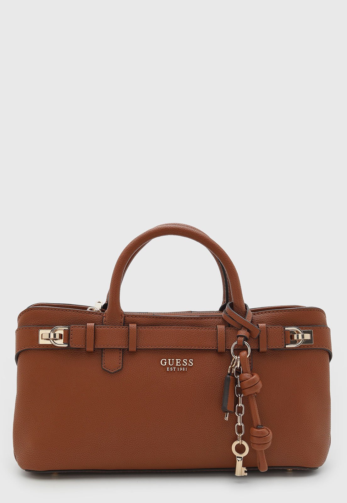 Vista 2 Bolsa Feminina Guess Grande Chaveiro Dourado caramelo caramelo