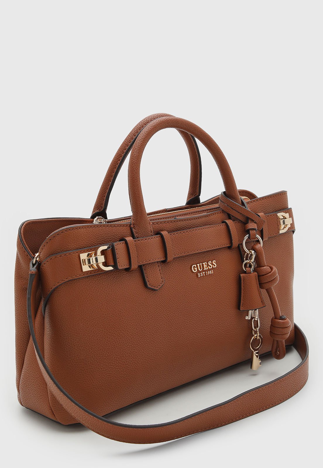 Vista 3 Bolsa Feminina Guess Grande Chaveiro Dourado caramelo caramelo
