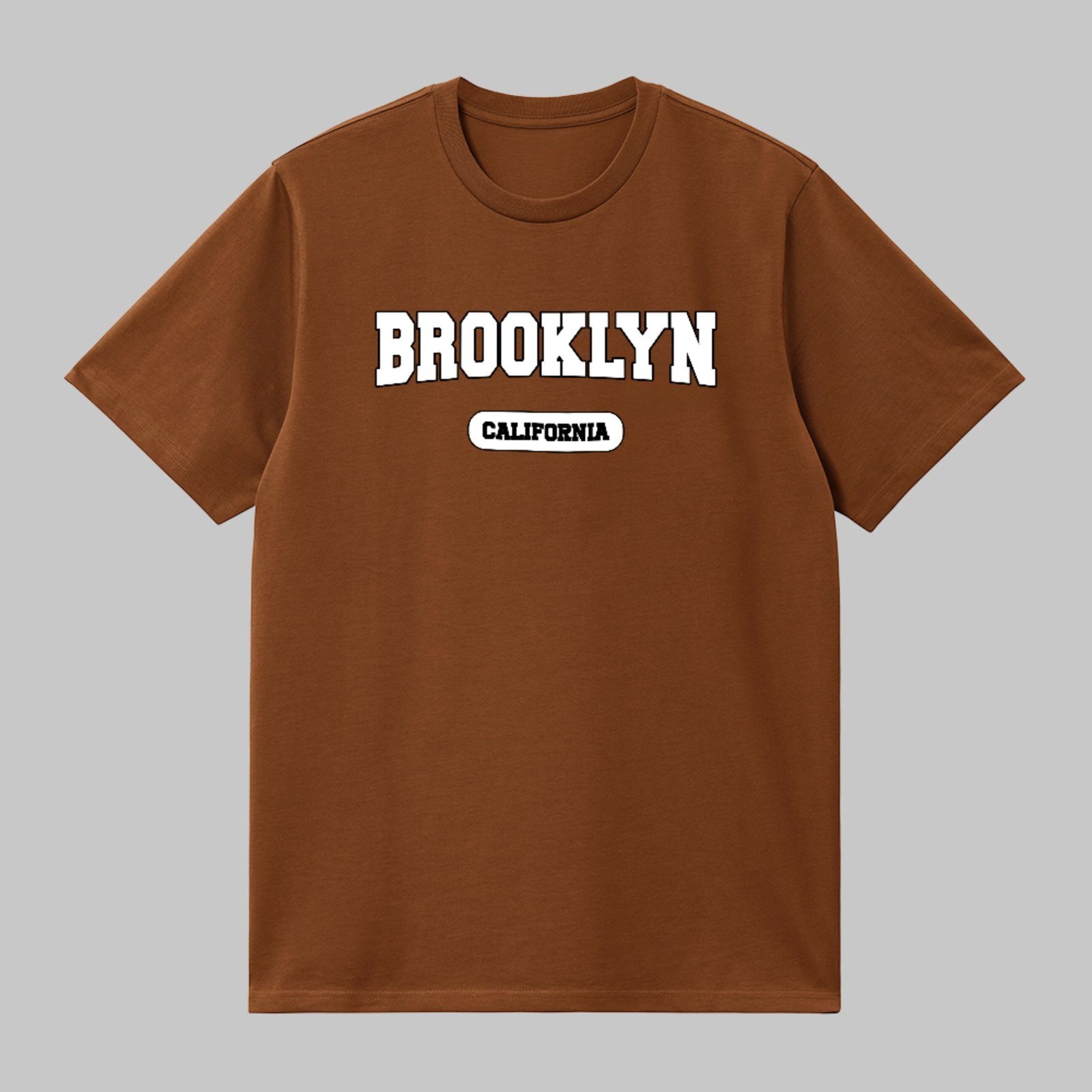 Camiseta Básica Brooklyn City Estampa Urbana Unissex Marrom