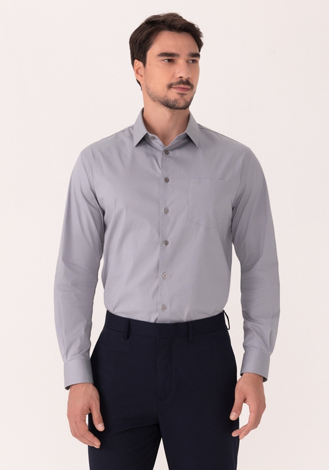 Camisa Comfort De Mangas Longas Em Algodão Mercerizado