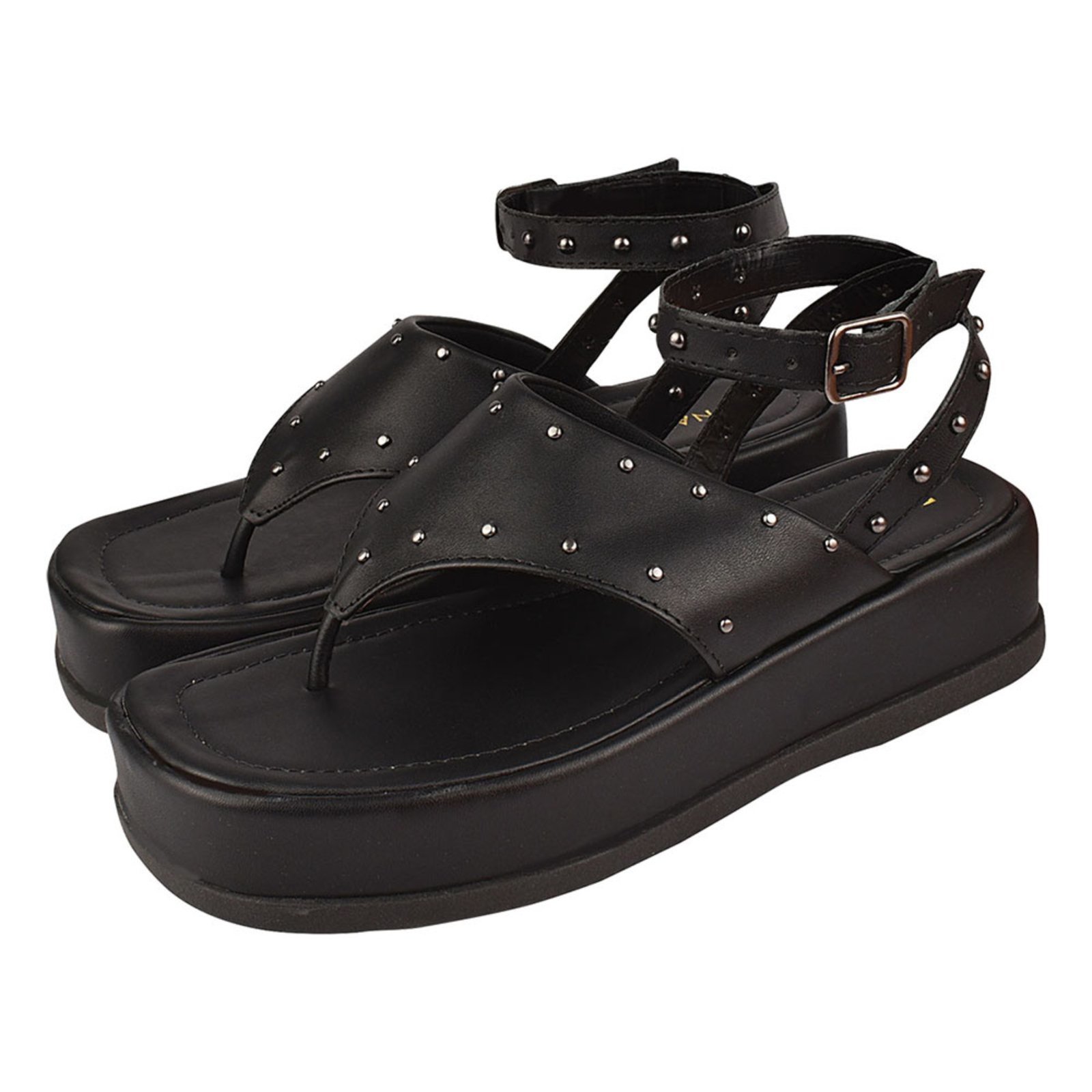 Sandália Chinelo Plataforma Feminina CM Calçados Santorine Confort Preto Hotfix