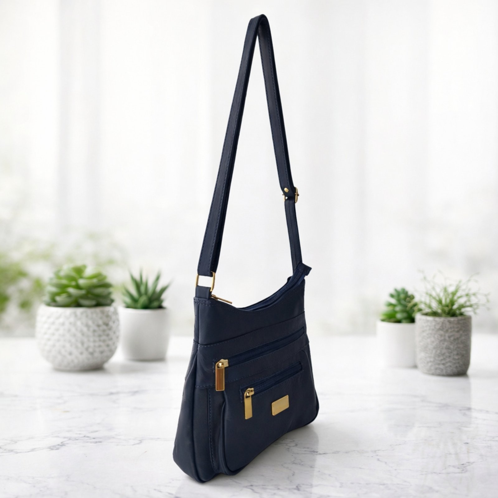 Bolsa Transversal TopGrife Couro Marinho