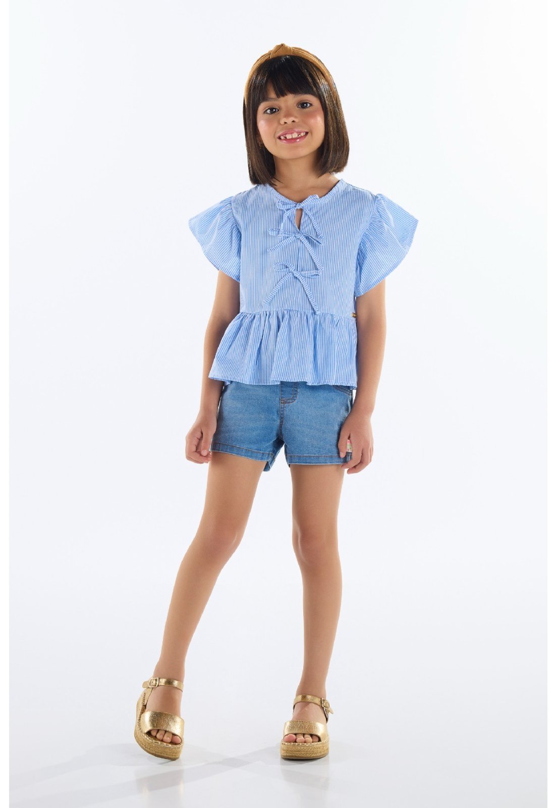 Infantil – Bata Listrada para Menina Quimby Azul