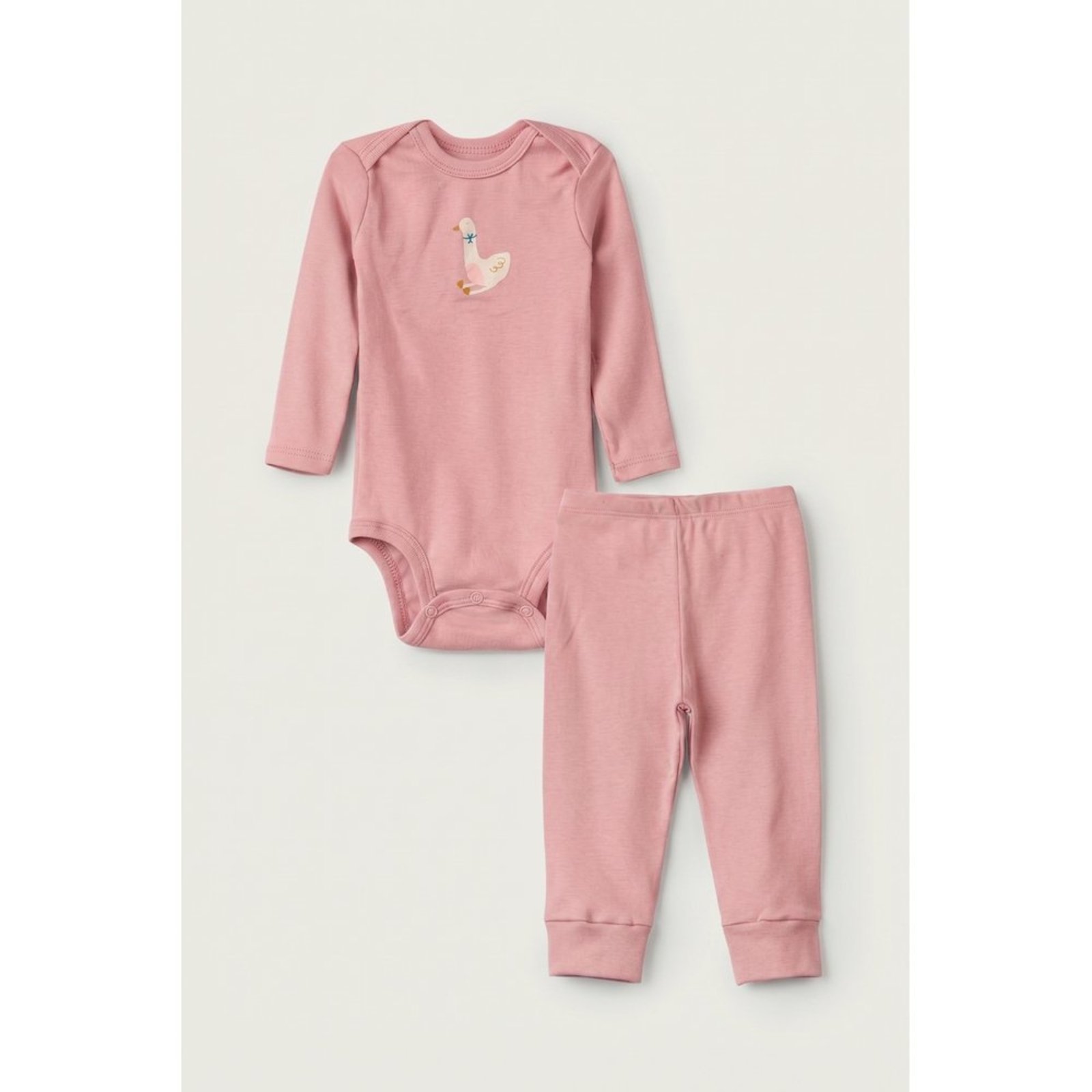 Infantil - Conjunto Body Longo e Calça do Papai Rosa Envelhecido Pato