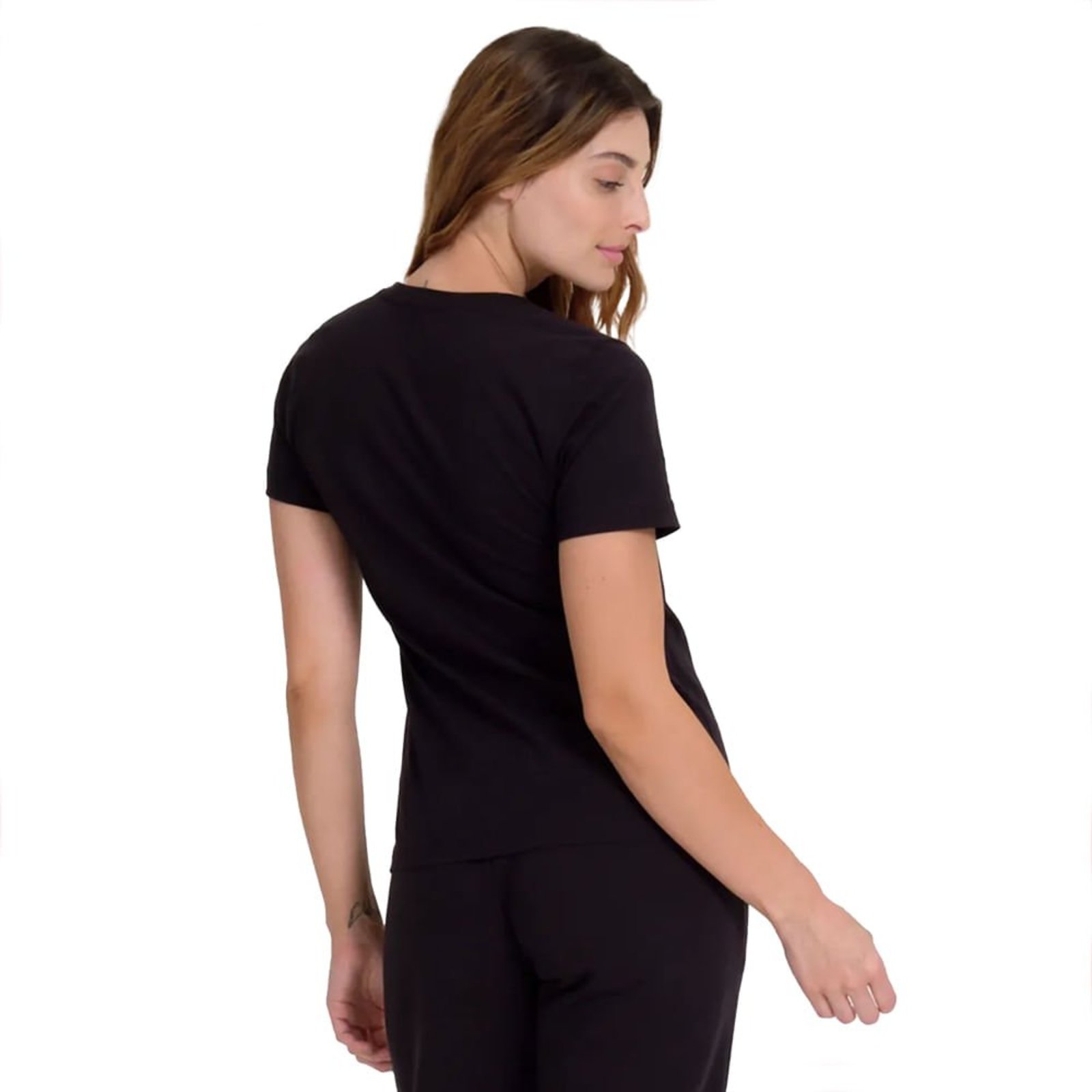 Vista 3 Camiseta Feminina New Balance Essentials Algodão preto New Balance preto