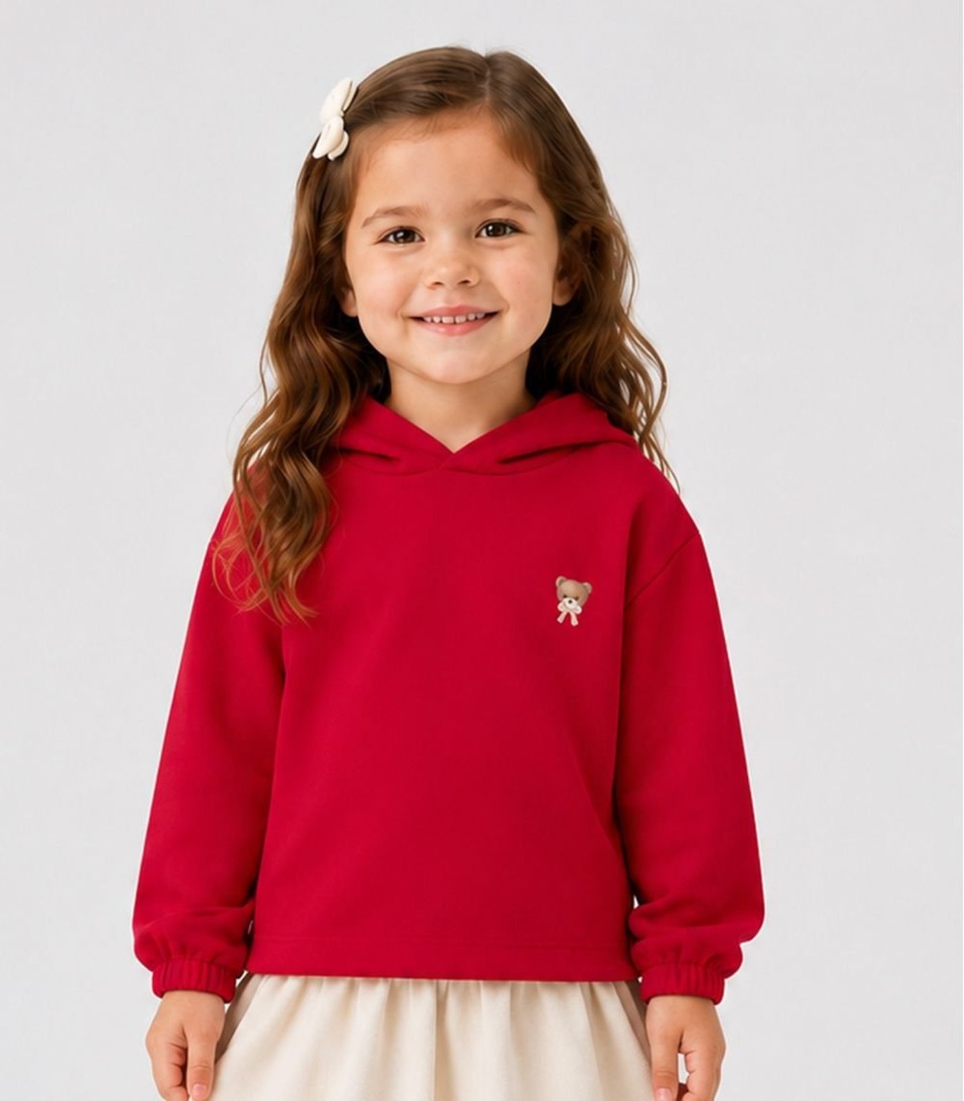 Infantil - Blusão Com Capuz Feminino Moletom Select Vermelho