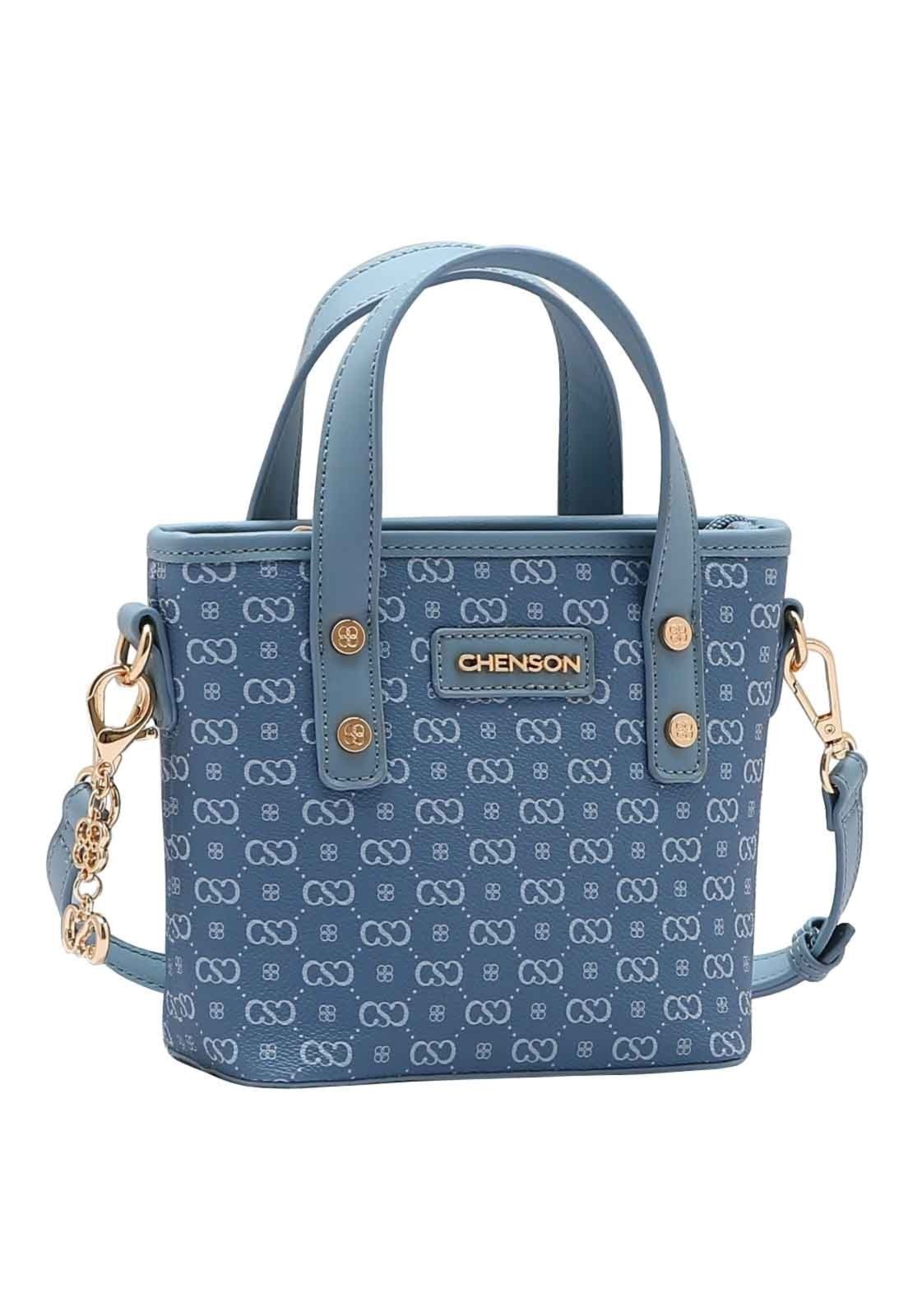 Bolsa Feminina Chenson Original Monograma Elegance Mão Azul 3484970