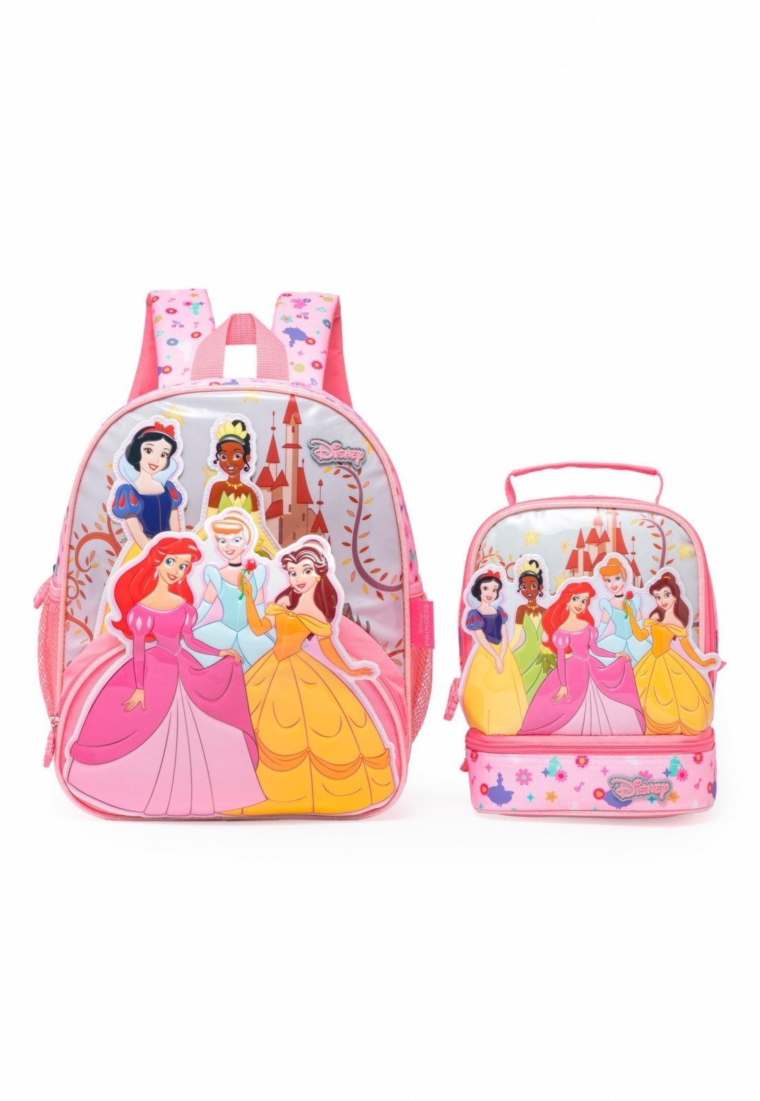 Infantil - Kit Mochila Lancheira Princesas Resistente Disney