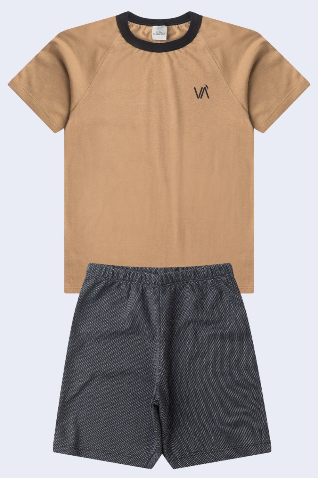 Vista 3 Infantil - Conjunto Masculino de Verão Faixas VIDA COSTEIRA bege VIDA COSTEIRA bege