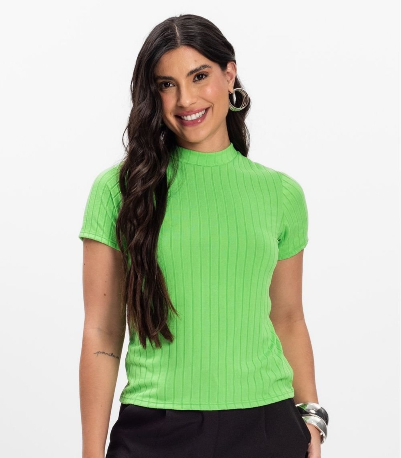 Vista 3 Blusa Feminina em Malha Delicate Infinita Cor verde INFINITA COR verde