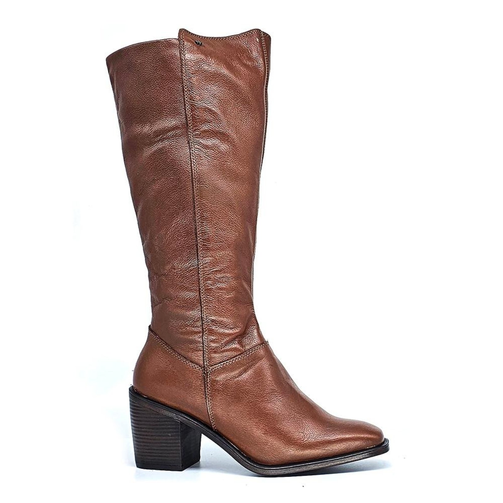 Bota Feminina KAR002 Couro Mogno Incolor