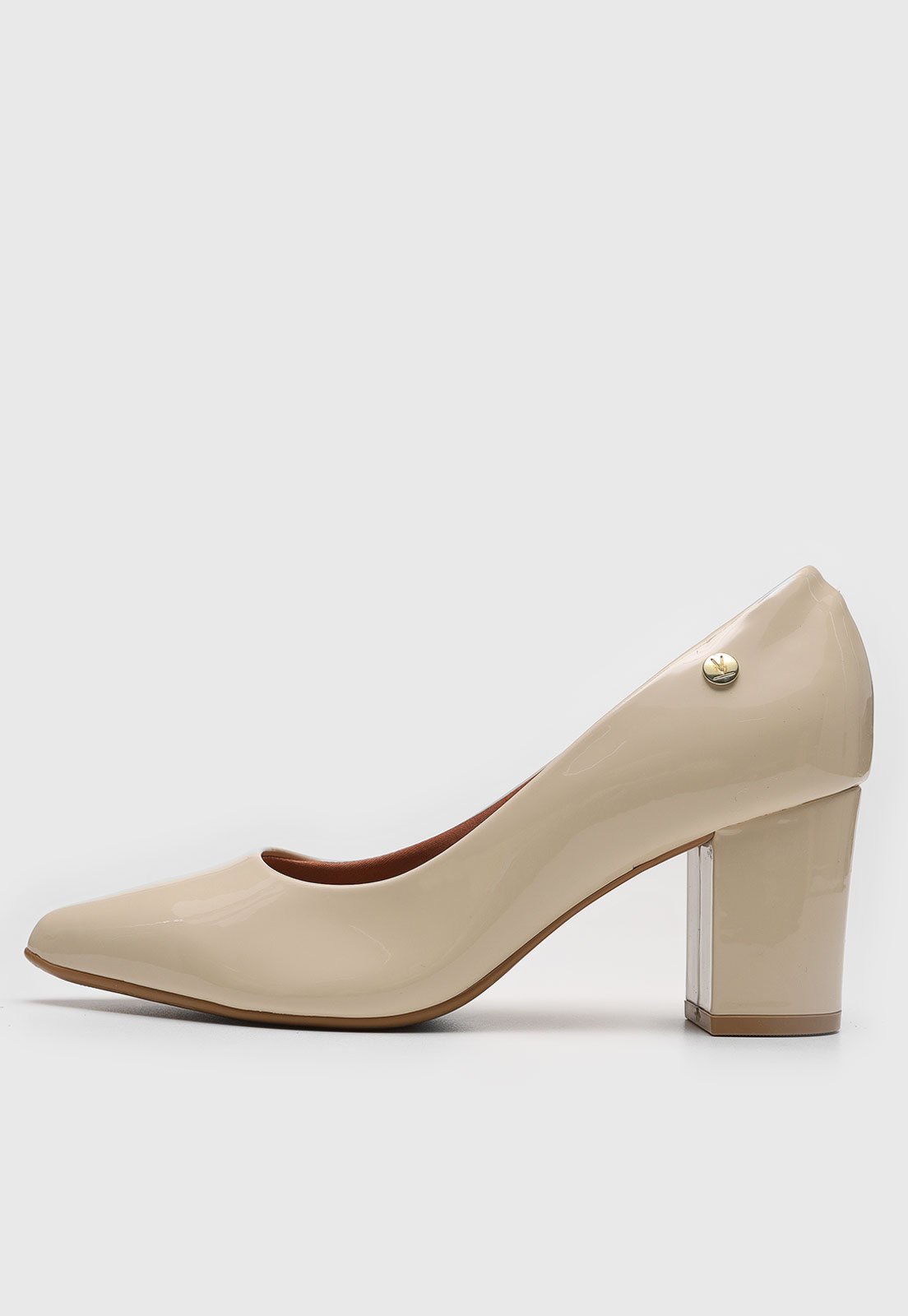 Scarpin Feminino Vizzano Salto Médio Grosso Bege
