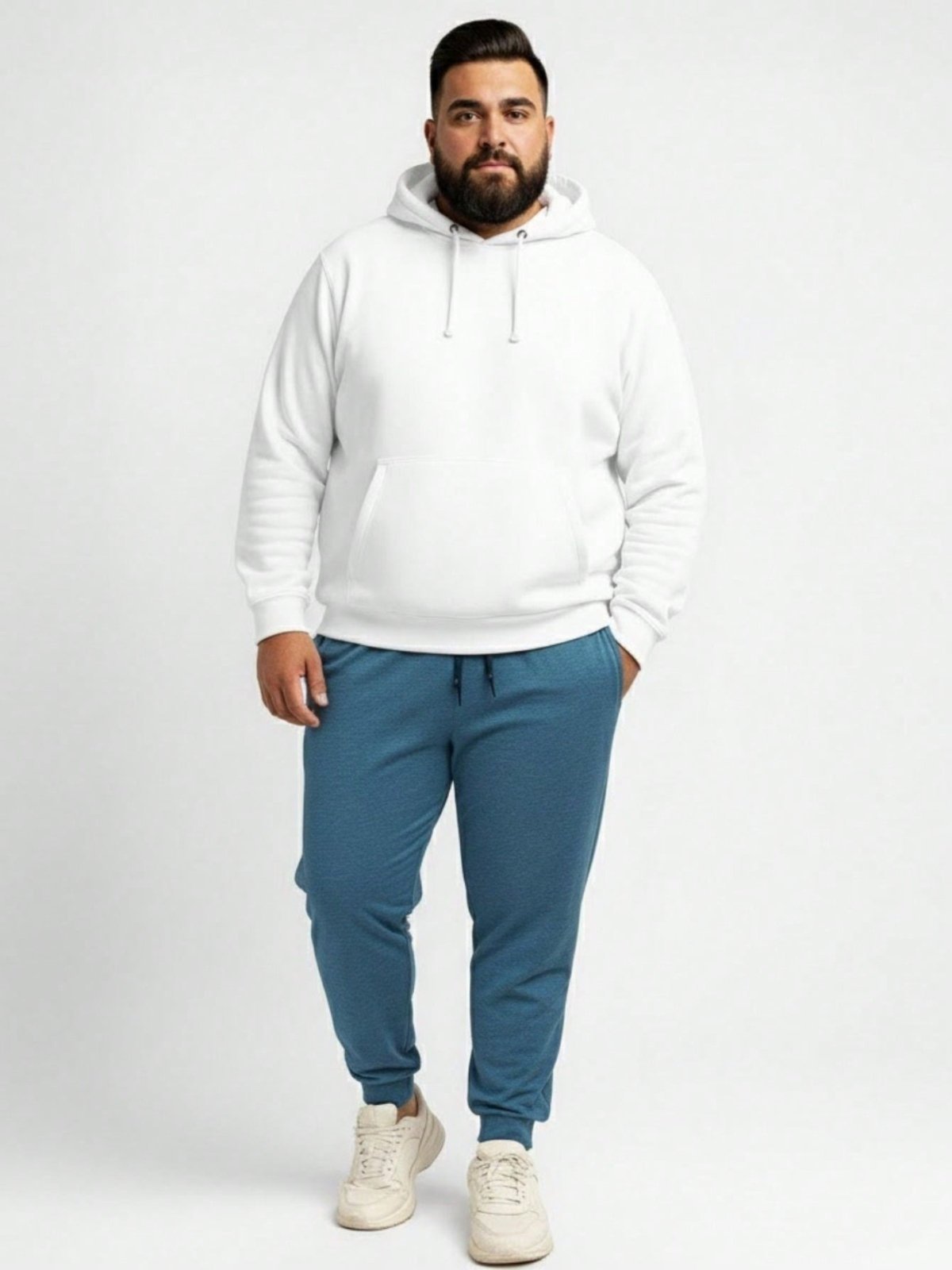 Calça de Moletom Masculino Plus Size Jogger cor Jade Tecido Flanelado com Bolso Calça de tamanho grande homem