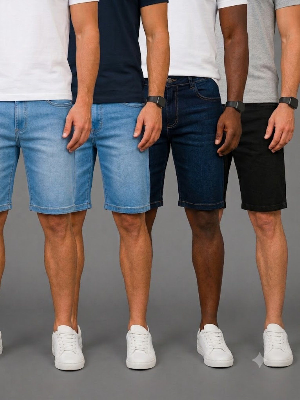 Kit 4 Bermudas Jeans Masculina Yellow Jeans Skinny Com Elastano Moderna Conforto E Estilo Delave Azul Escuro Preto