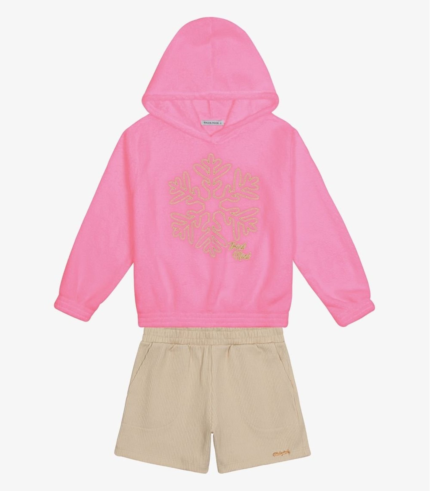 Infantil - Conjunto Blusão com Capuz e Shorts Trick Nick Rosa
