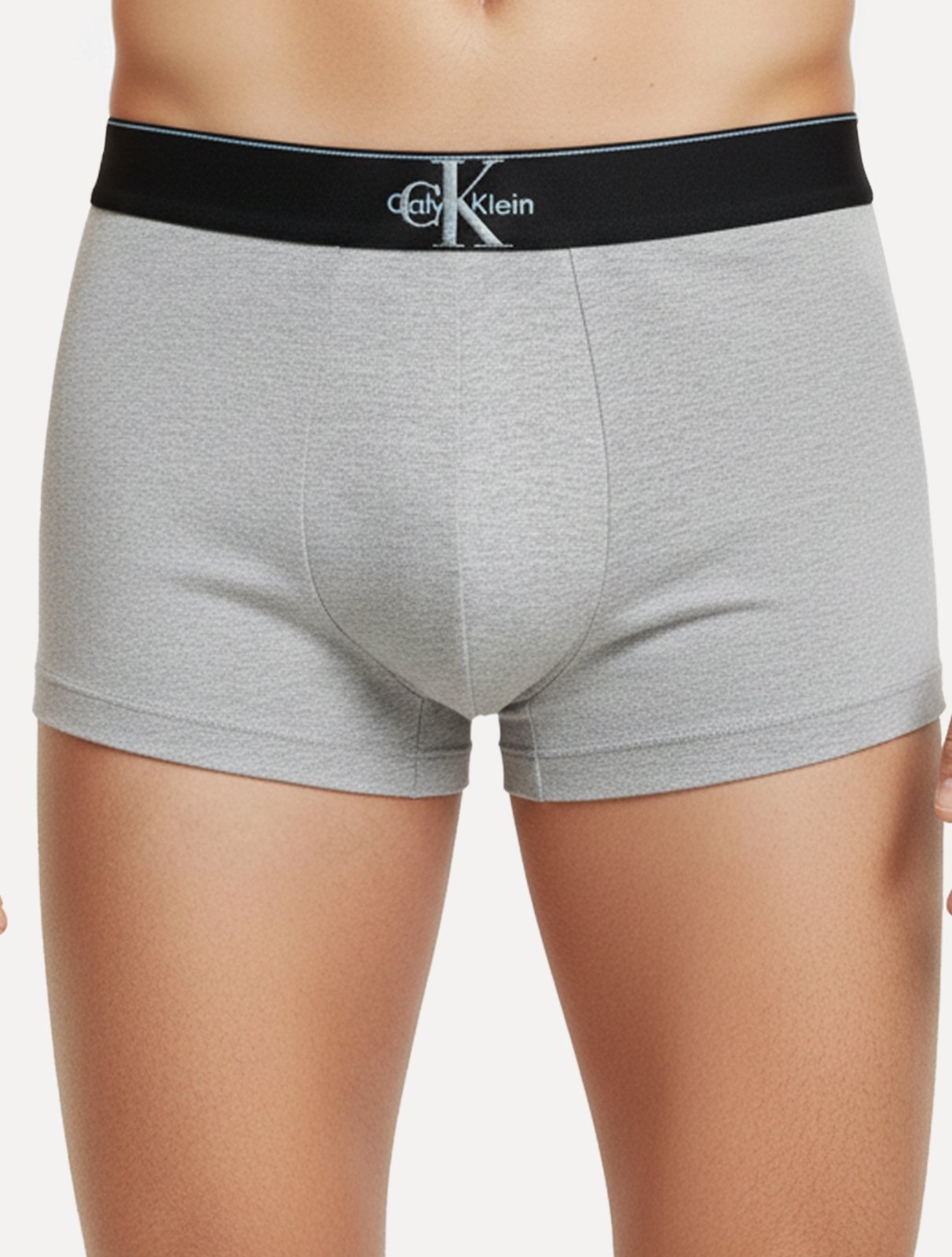 Cueca Calvin Klein Low Rise Trunk Cotton New Re Issue Blue Logo Cinza Mescla