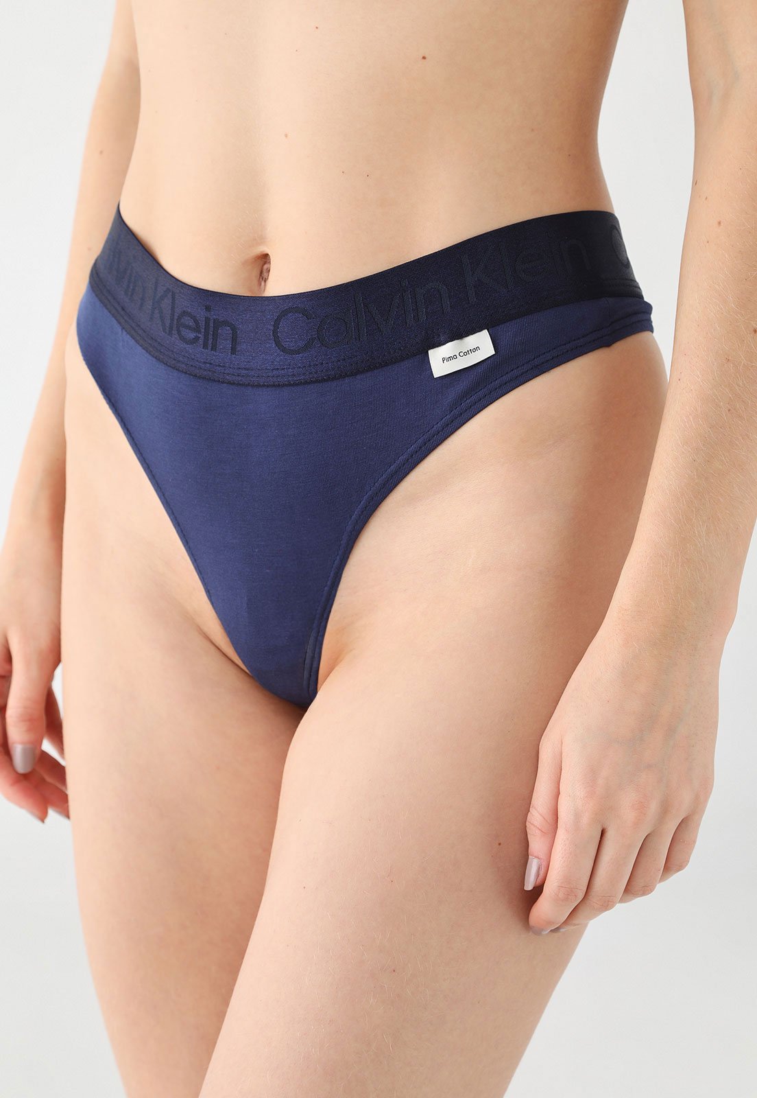 Calcinha Fio Dental Feminina Calvin Klein Pima Cotton Azul Marinho