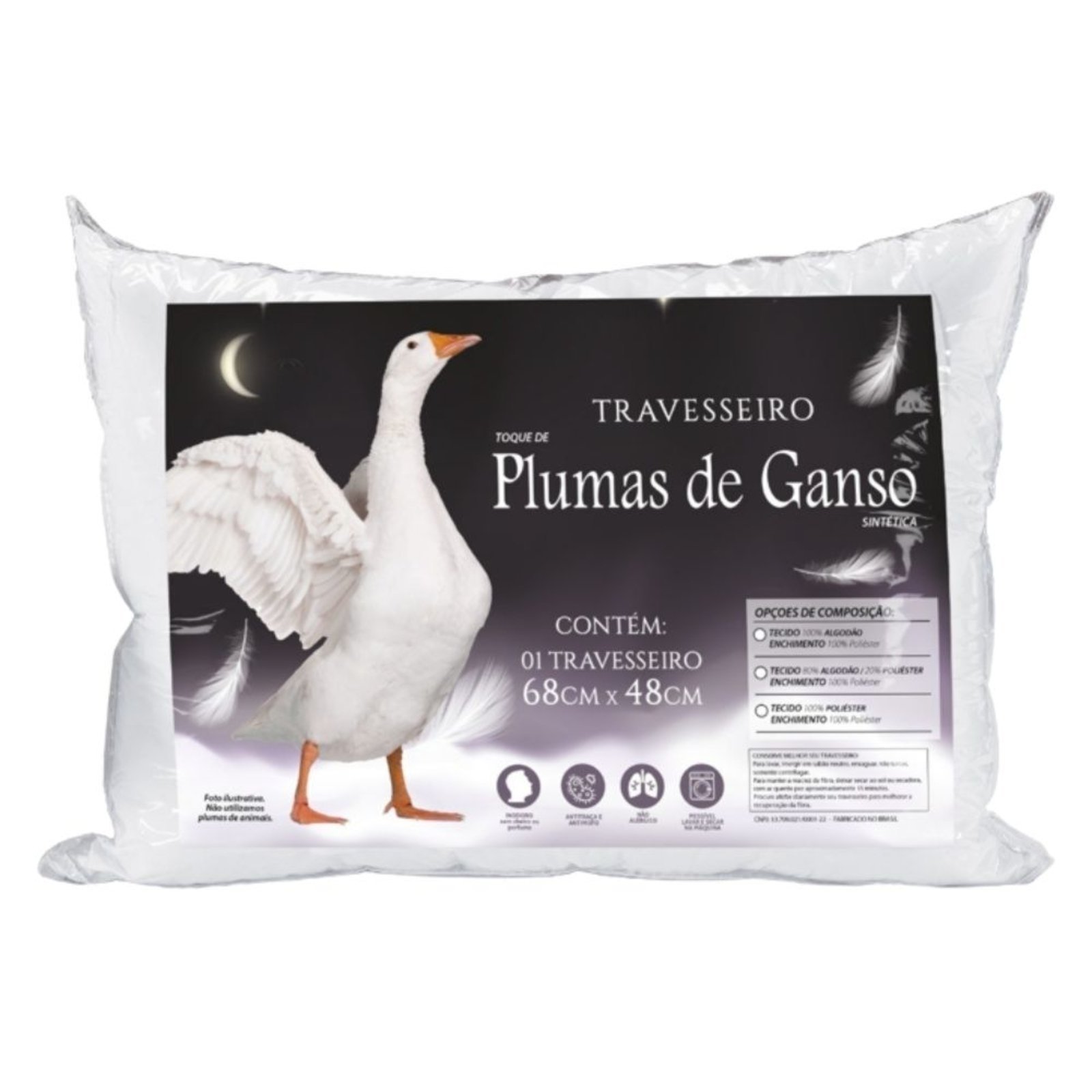 Kit 2 Travesseiros Toque de Plumas de Ganso Casa Dona