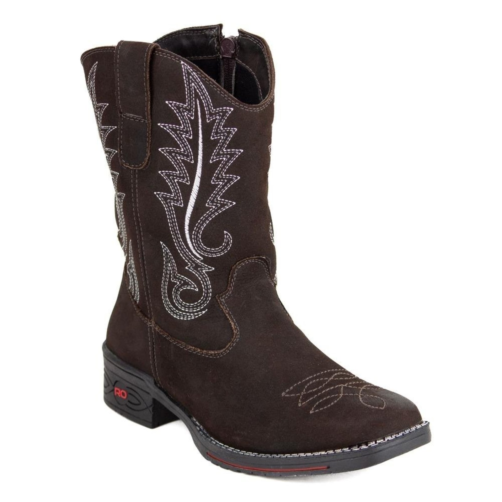 Bota Texana Feminina Couro Fóssil Bordado Café 33 Café