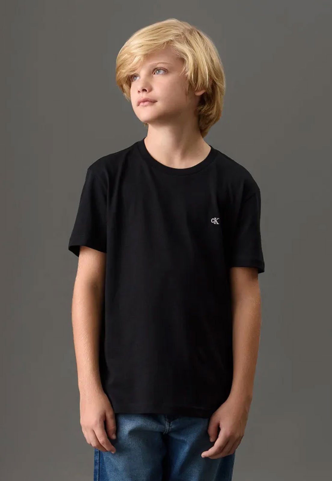 Infantil – Camiseta Calvin Klein Logo Bordado Preta