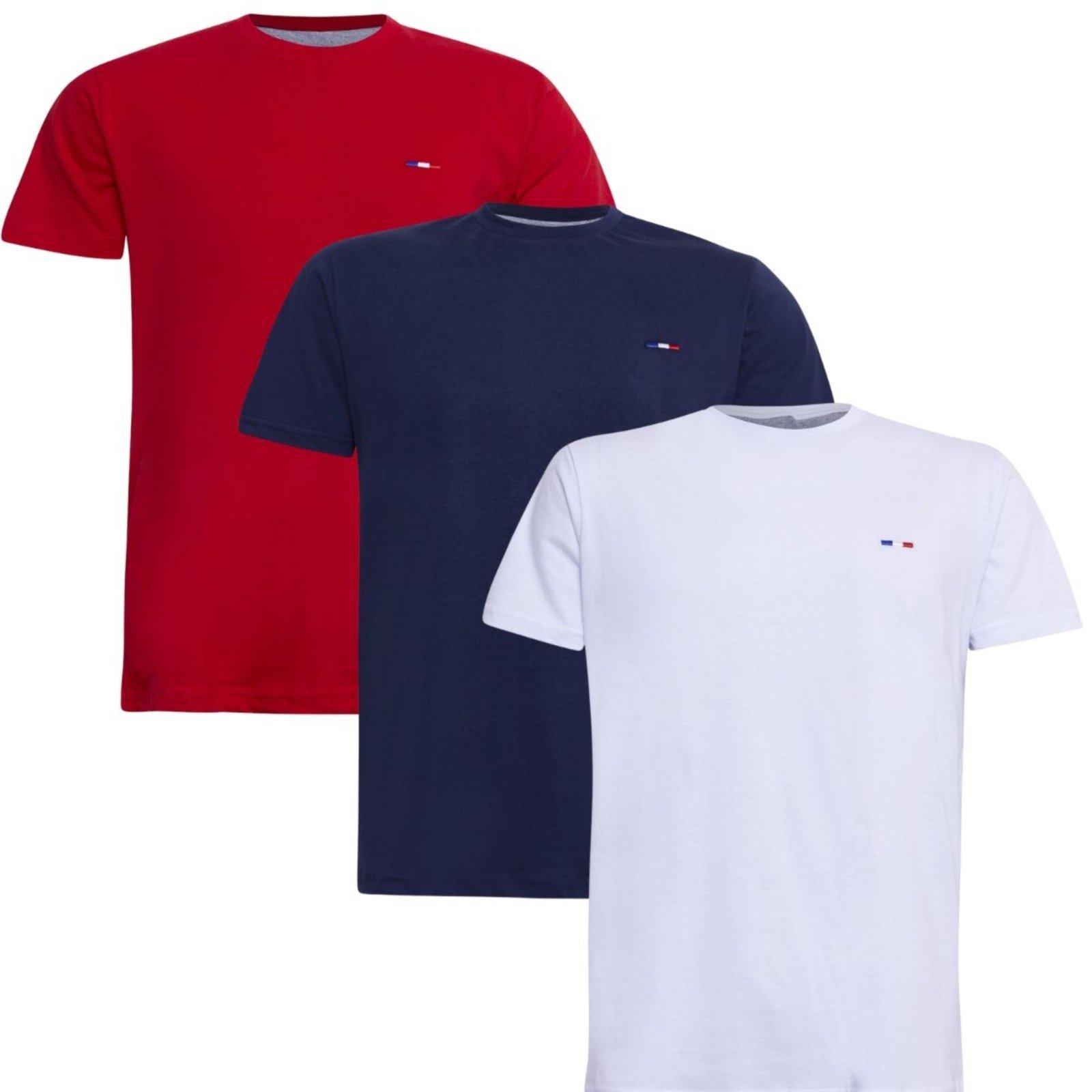 Kit 3 Peças Camisetas Básicas Masculina Industrie em Algodão Premium no Estilo Tommy Bordado França