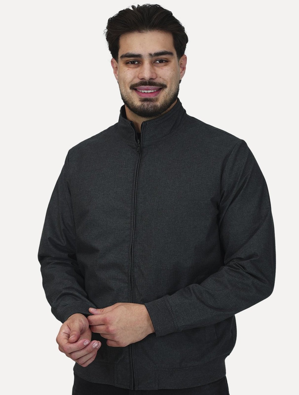 Jaqueta Aramis Masculina Bomber Dupla Preta/Chumbo