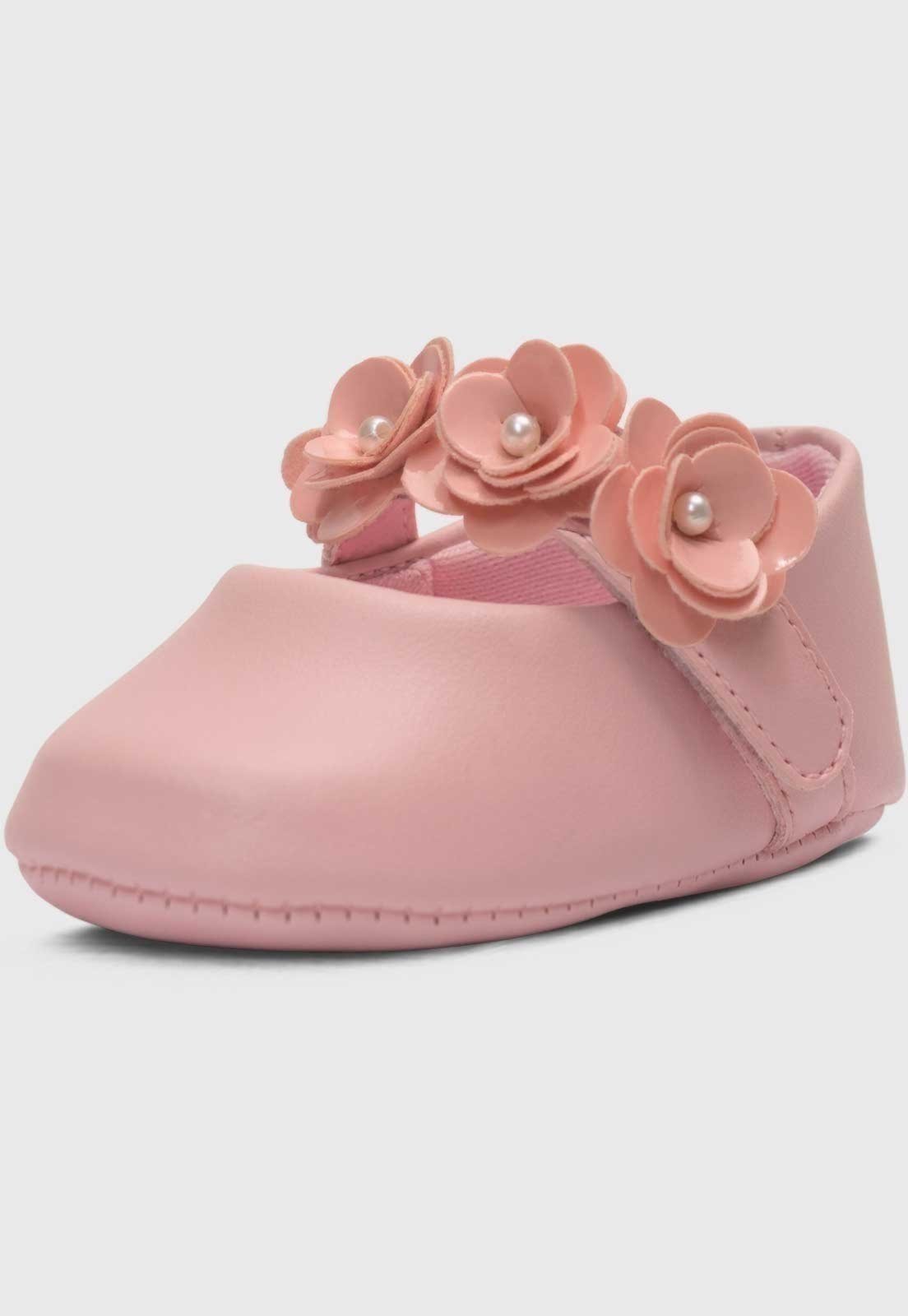 Infantil - Sapatinho Pópidi Menina Sapatilha Flores Rosa