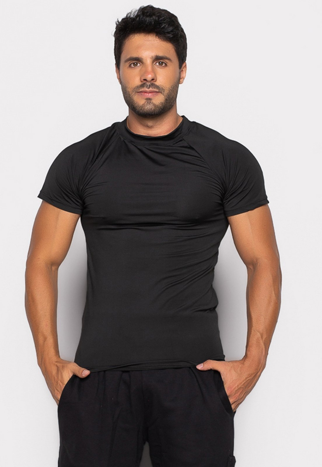 Camisa Bravaa Store Térmica Curta Segunda Pele Uv 50 Compressão 038 Preto