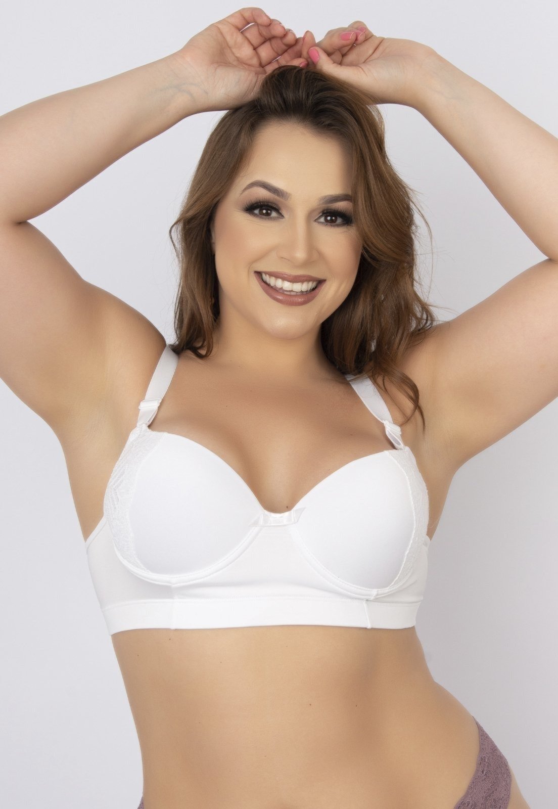 Soutien Feminino Plus Size WLS Modas Reforçado com Renda e Bojo Branco