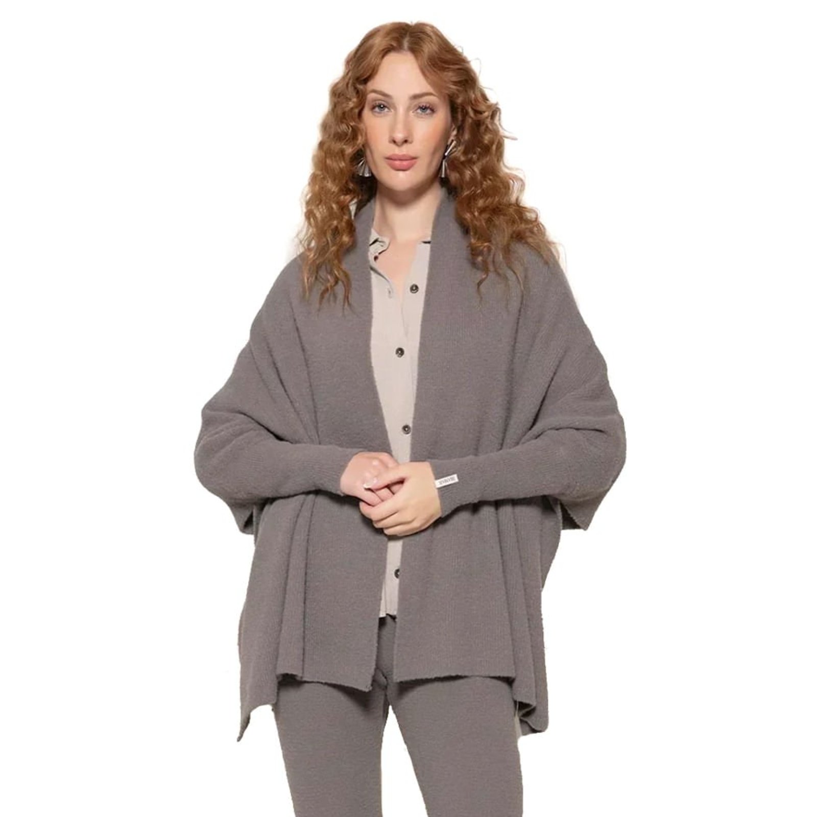Capa Feminina Biamar Fio Pluma Cinza Escuro