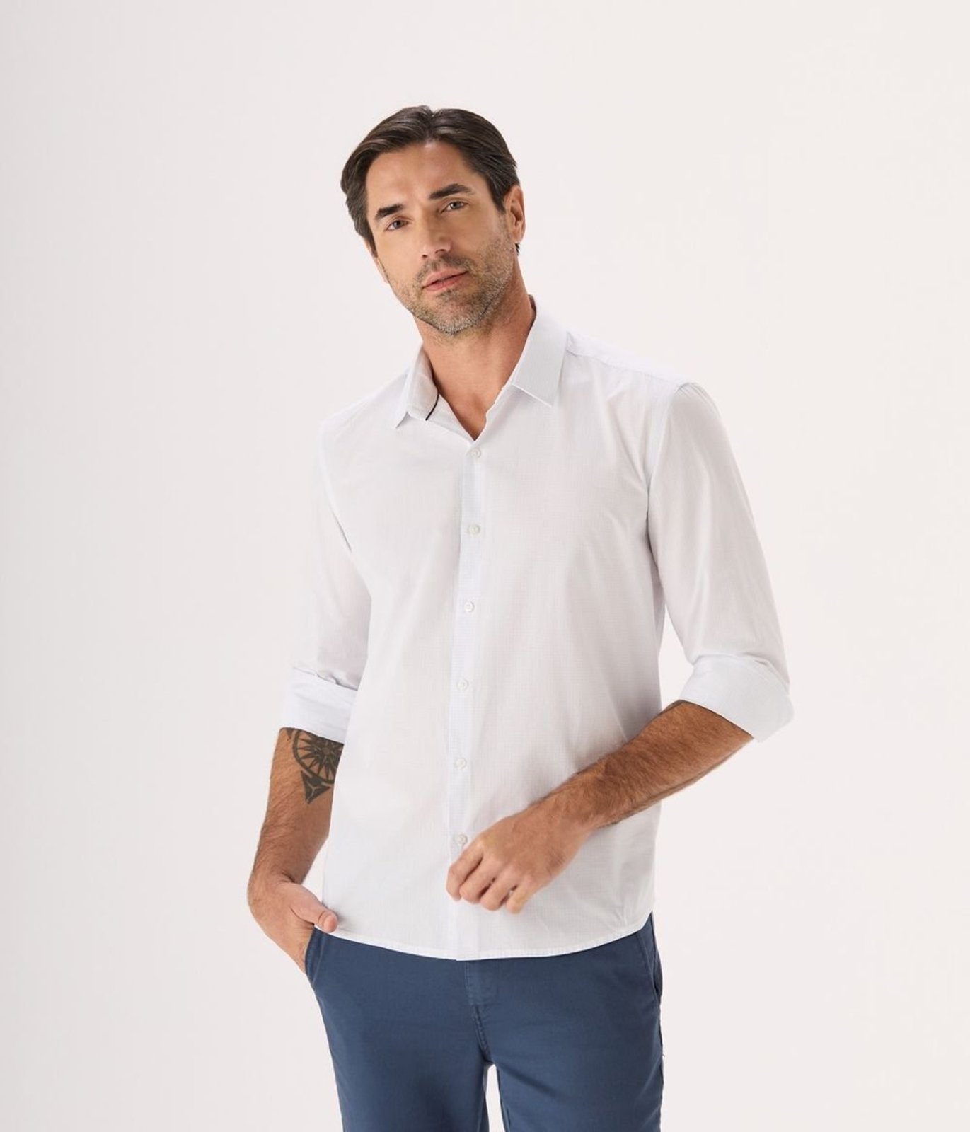 Camisa Social Makenji Comfort Masculina Branca