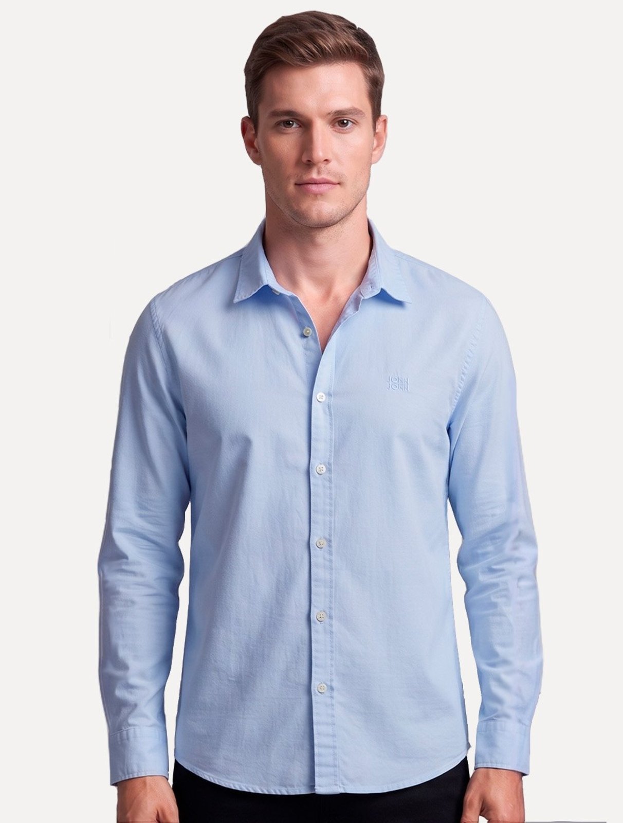 Camisa John John Masculina Regular Oxford Azul Claro