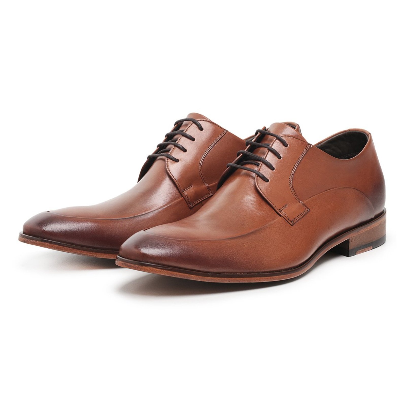 Sapato Social Masculino Derby em Couro Paulo Vieira cor Caramelo